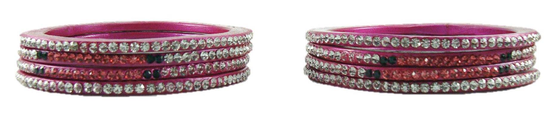 Sukriti Rajasthani Festive Magenta Lac Bangles for Women - Set of 8