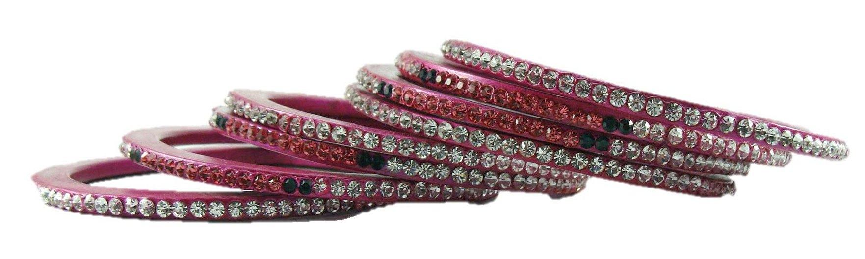 Sukriti Rajasthani Festive Magenta Lac Bangles for Women - Set of 8