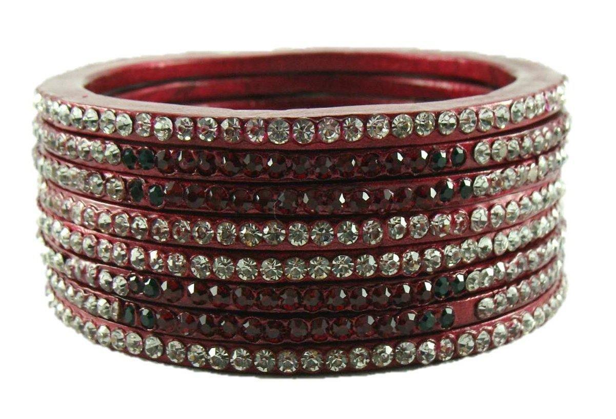 Sukriti Rajasthani Festive Maroon Lac Bangles for Women - Set of 8
