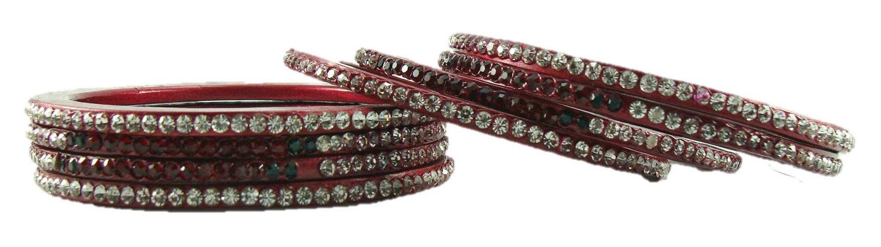 Sukriti Rajasthani Festive Maroon Lac Bangles for Women - Set of 8