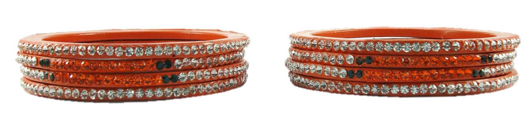 Sukriti Rajasthani Festive Orange Lac Bangles for Women - Set of 8