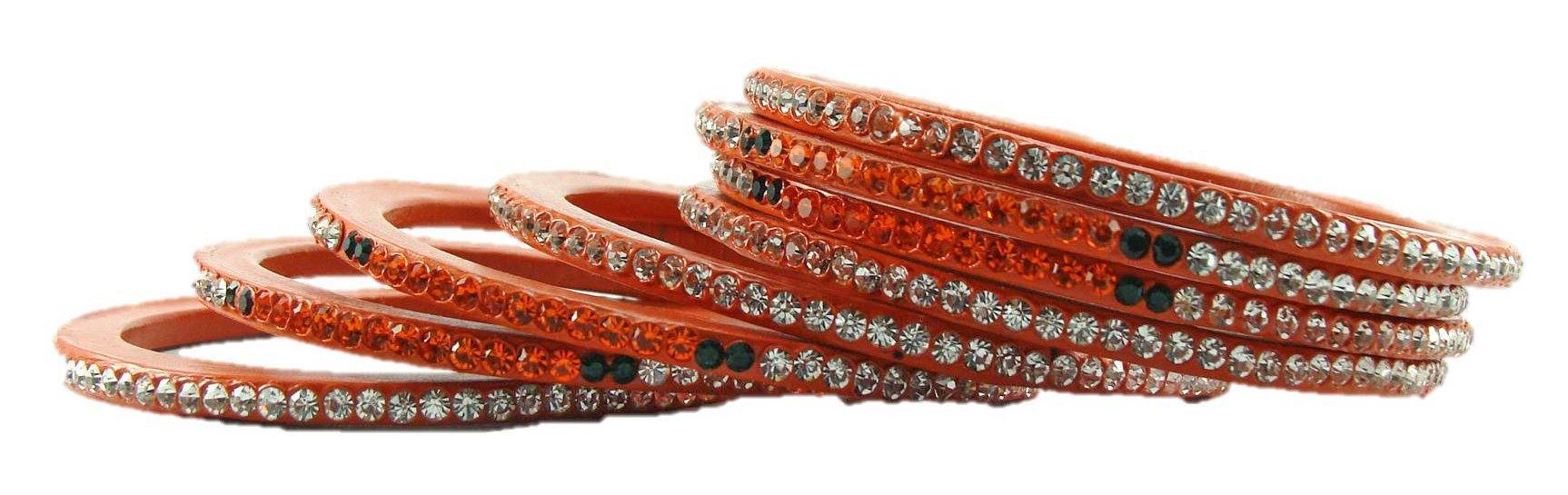 Sukriti Rajasthani Festive Orange Lac Bangles for Women - Set of 8