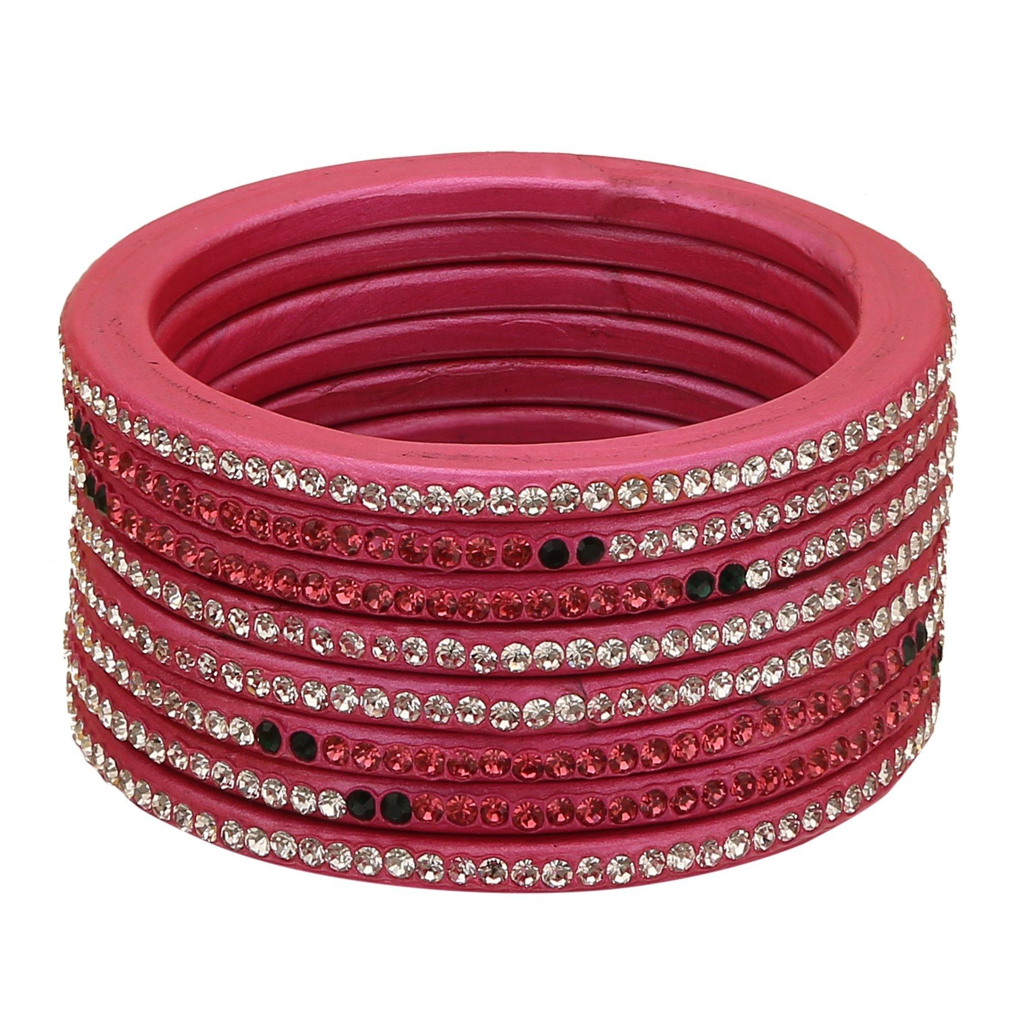 Sukriti Rajasthani Festive Pink Lac Bangles for Women - Set of 8