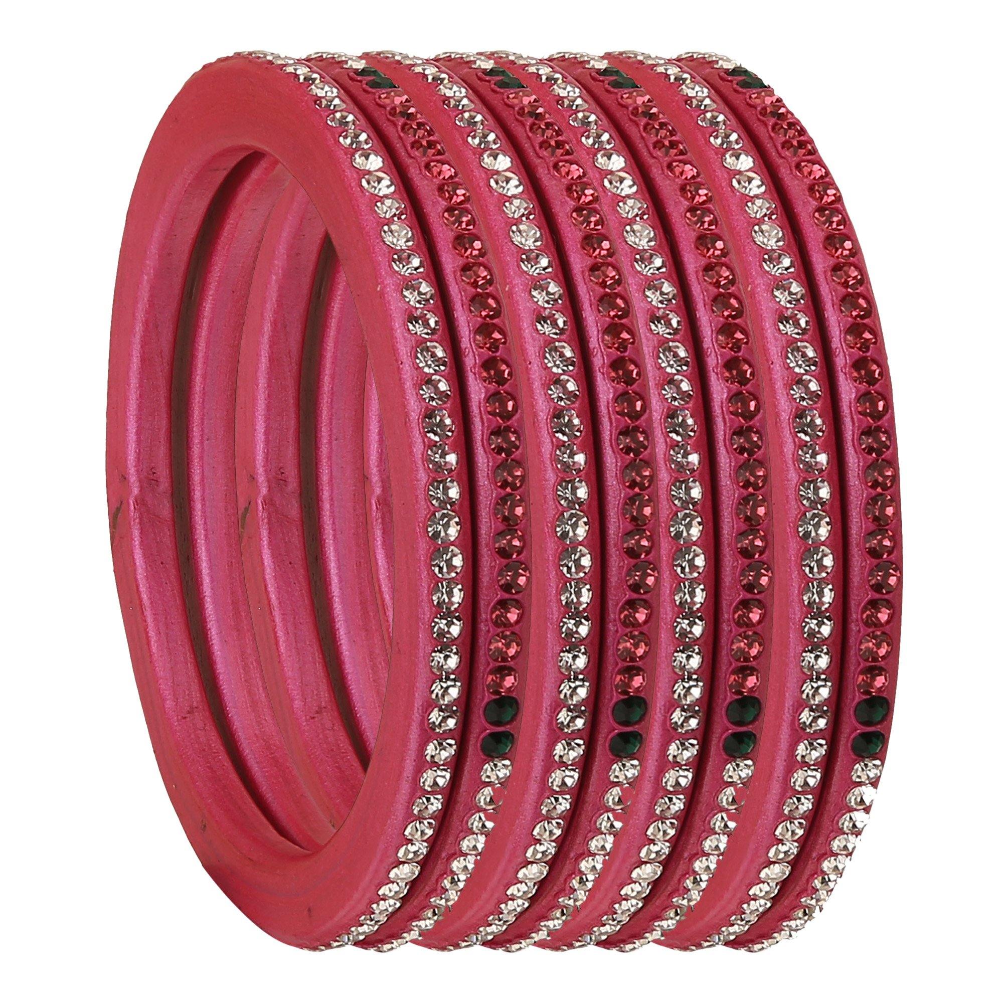 Sukriti Rajasthani Festive Pink Lac Bangles for Women - Set of 8