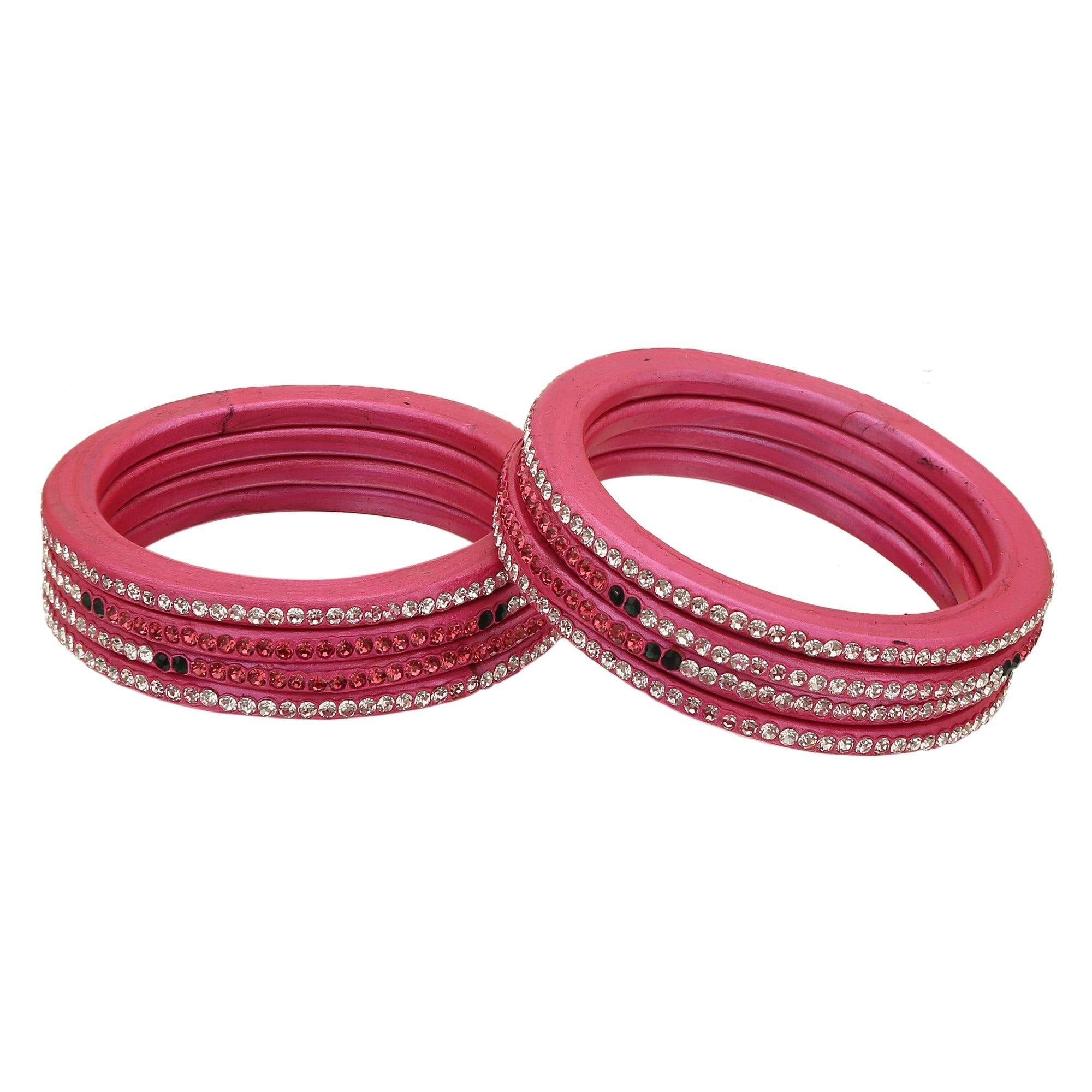 Sukriti Rajasthani Festive Pink Lac Bangles for Women - Set of 8