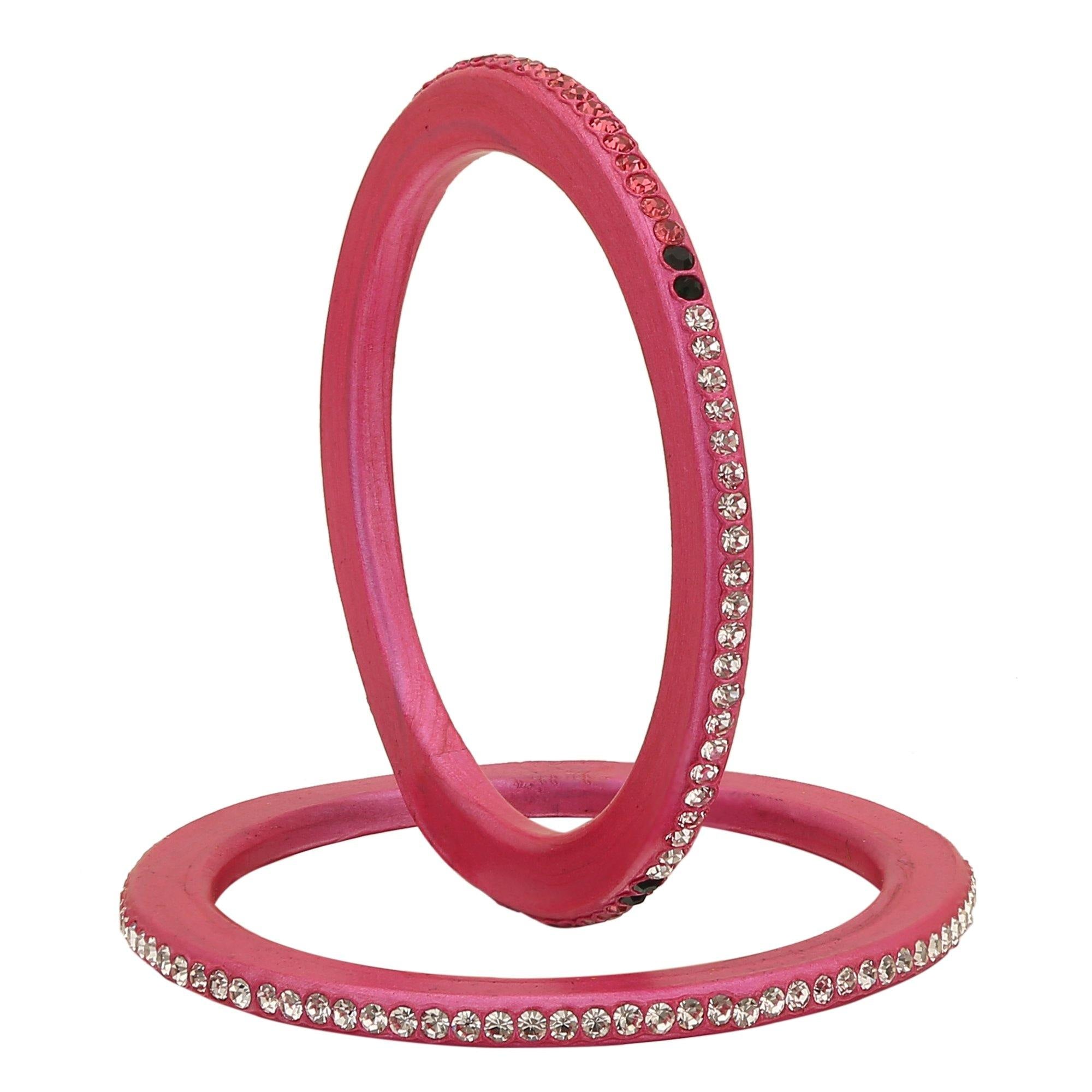 Sukriti Rajasthani Festive Pink Lac Bangles for Women - Set of 8