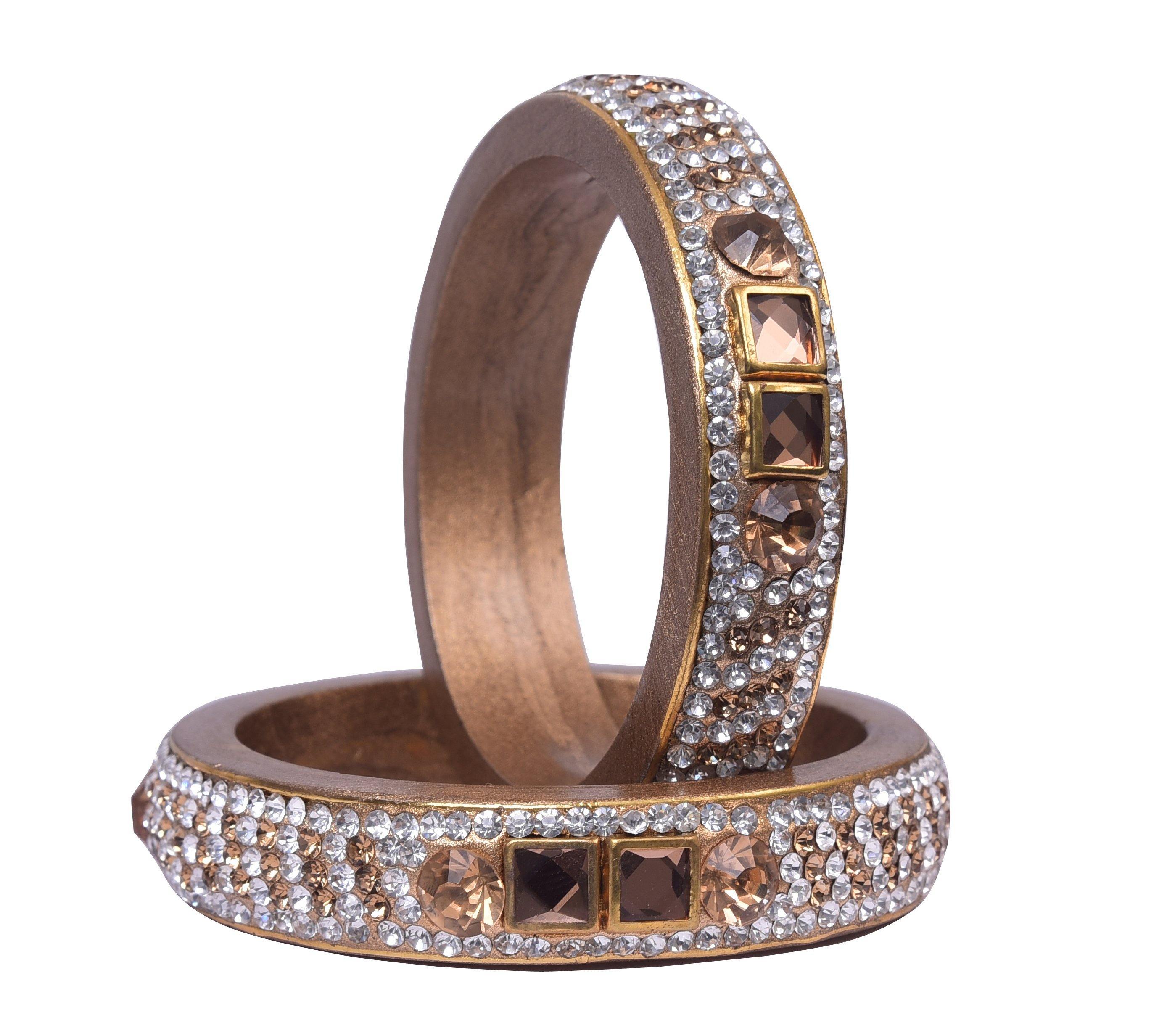 Sukriti Rajasthani Gold color Kundan Lac Bangle - Set of 2