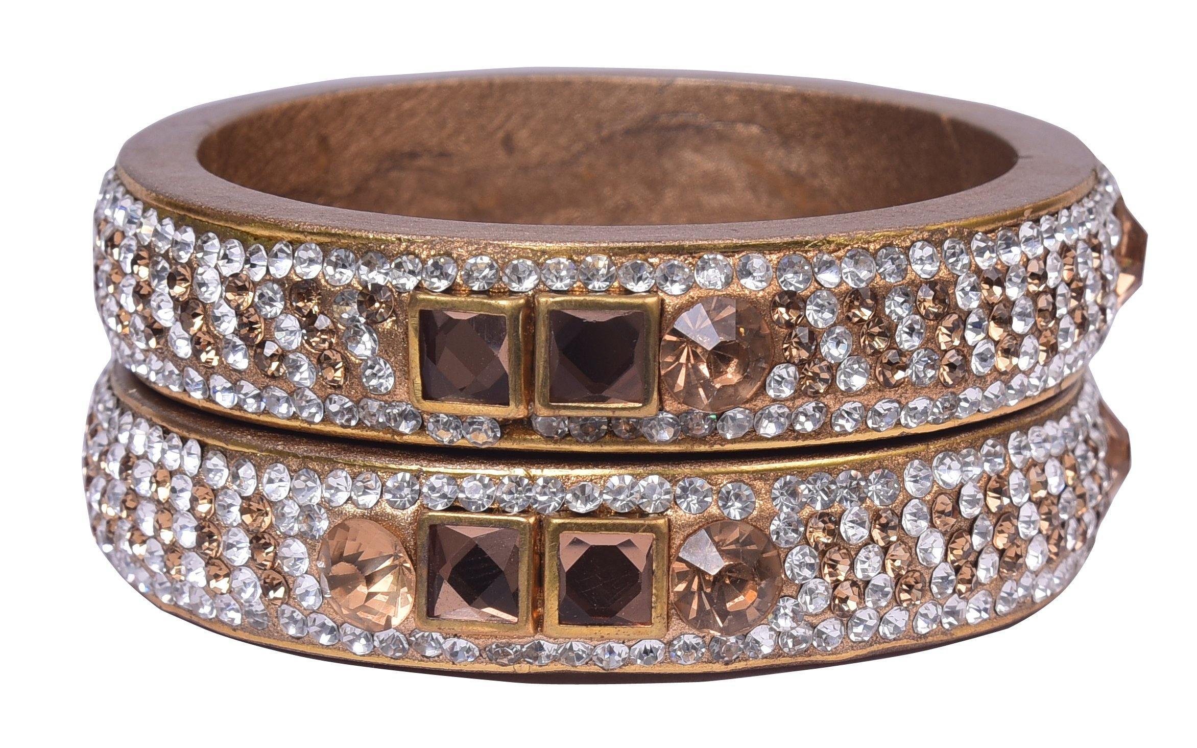 Sukriti Rajasthani Gold color Kundan Lac Bangle - Set of 2