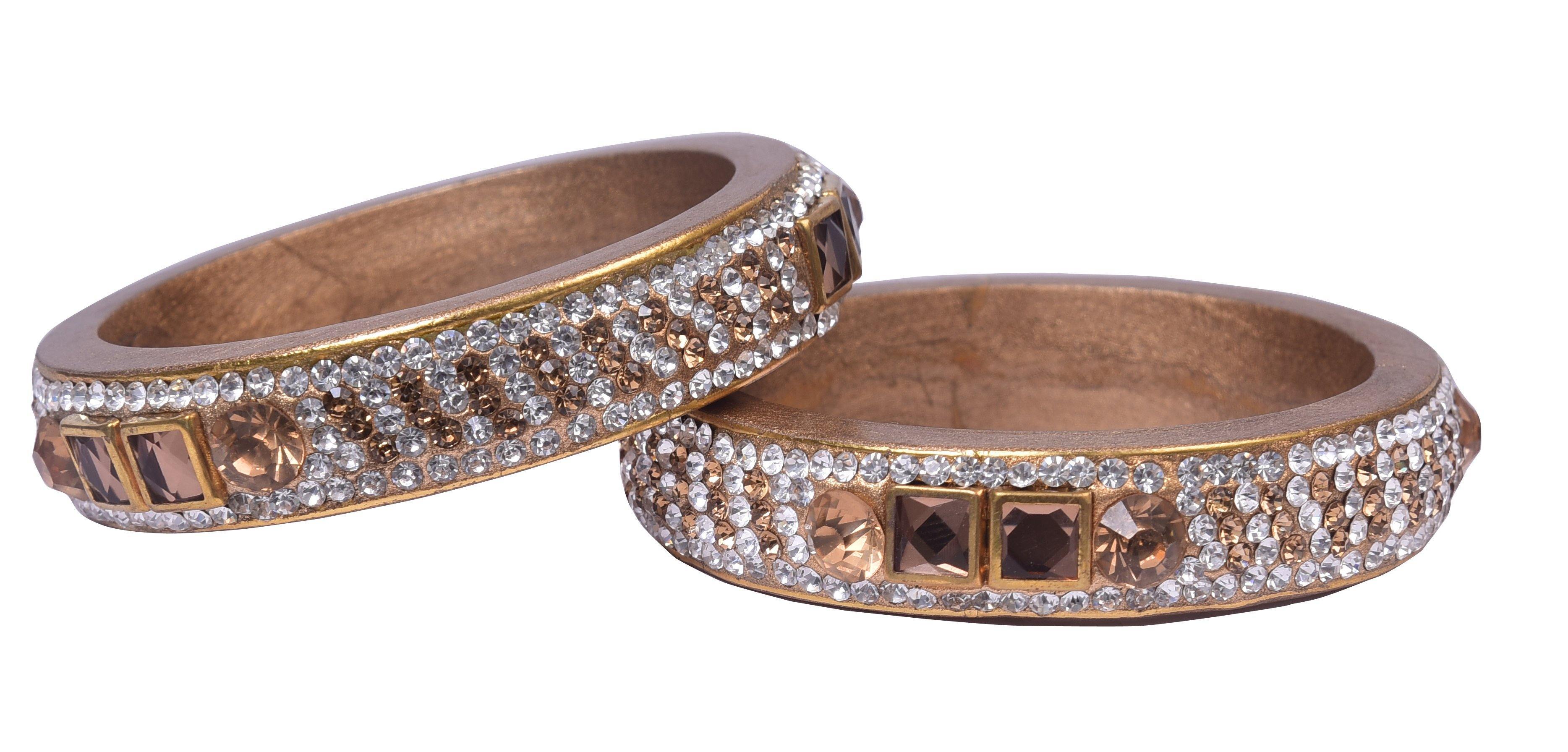 Sukriti Rajasthani Gold color Kundan Lac Bangle - Set of 2