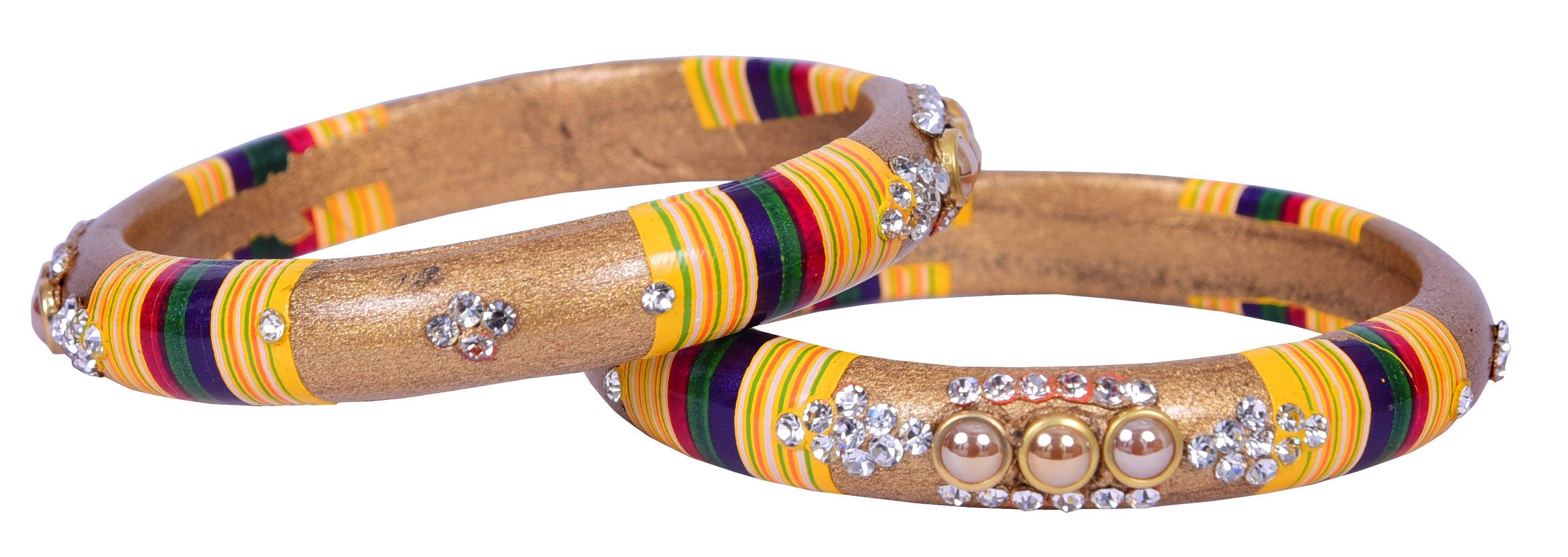 Sukriti Rajasthani Golden Lac Bangles for Women - Set of 2