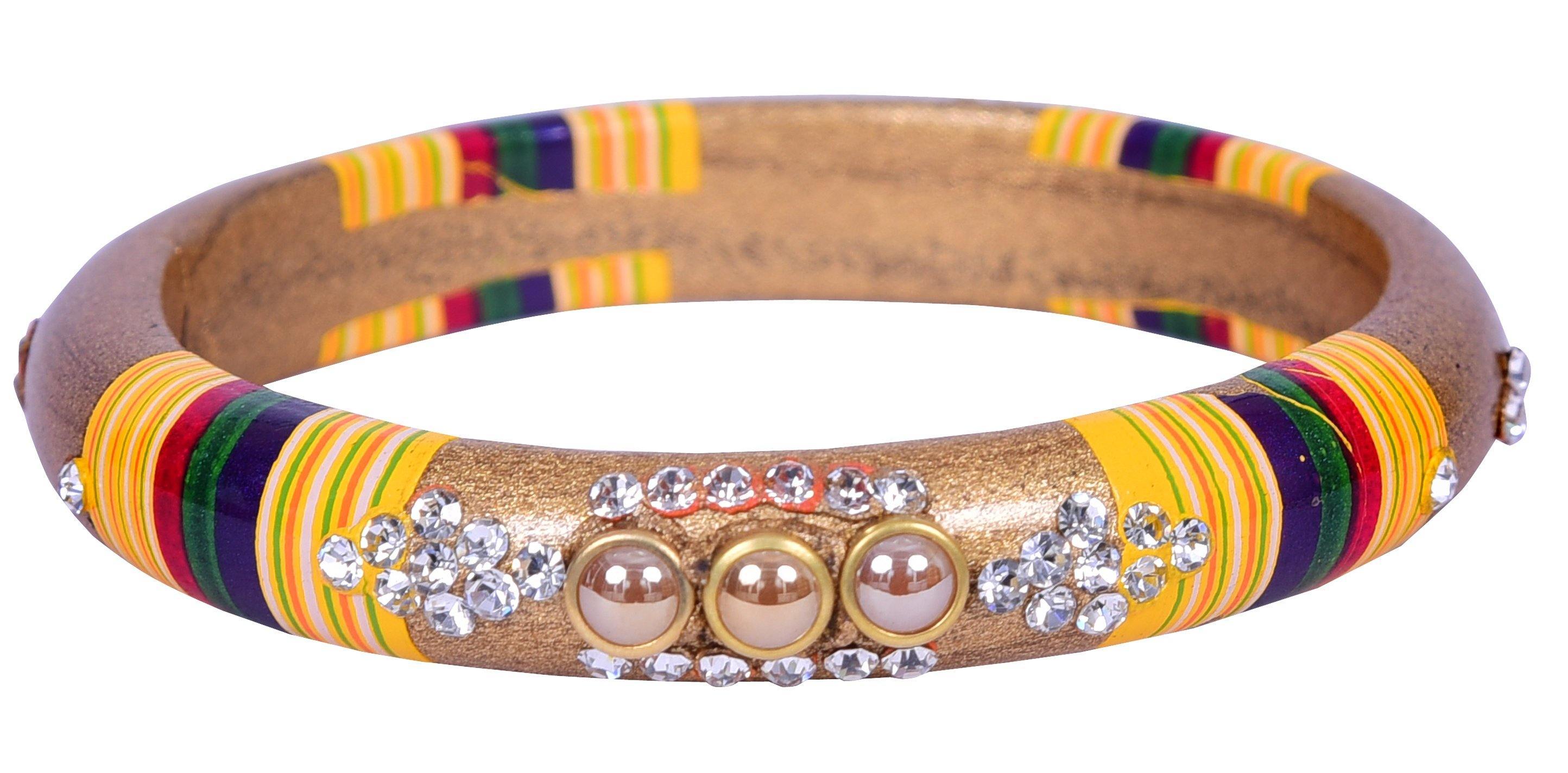 Sukriti Rajasthani Golden Lac Bangles for Women - Set of 2