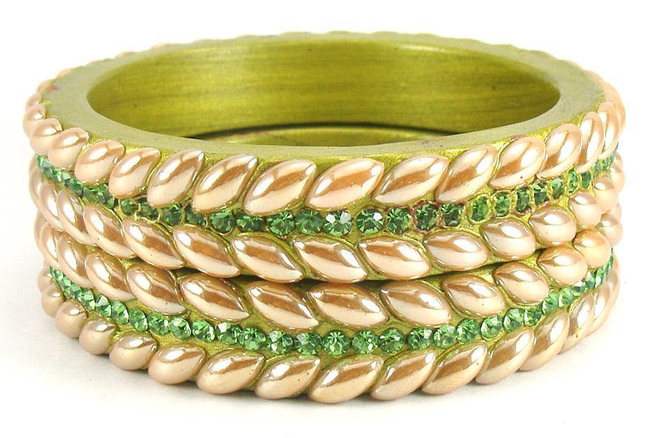 Sukriti Rajasthani Green Lac Bangles for Women - Set of 2