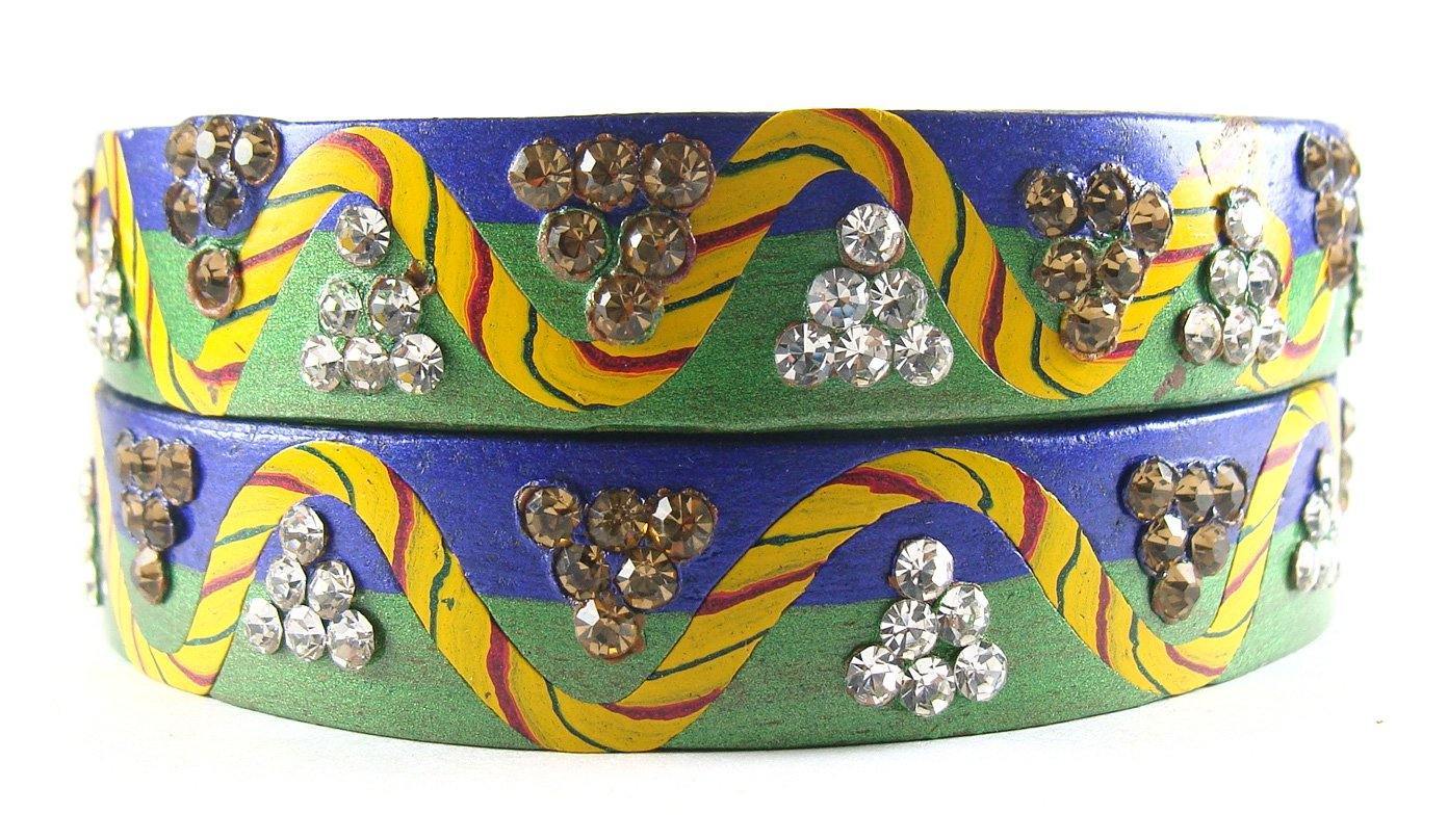 Sukriti Rajasthani Lahariya Blue-Green Lac Bangles for Women - Set of 2