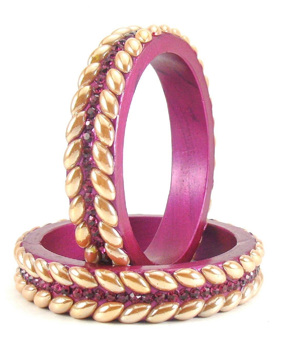 Sukriti Rajasthani Magenta Lac Bangles for Women - Set of 2