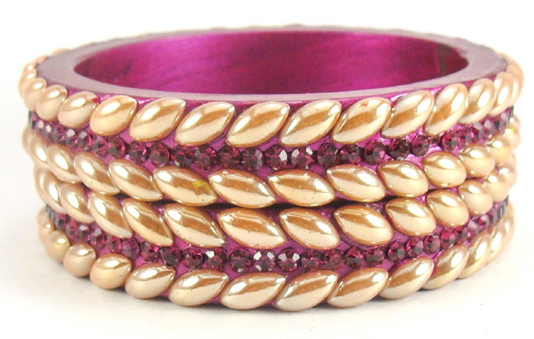 Sukriti Rajasthani Magenta Lac Bangles for Women - Set of 2