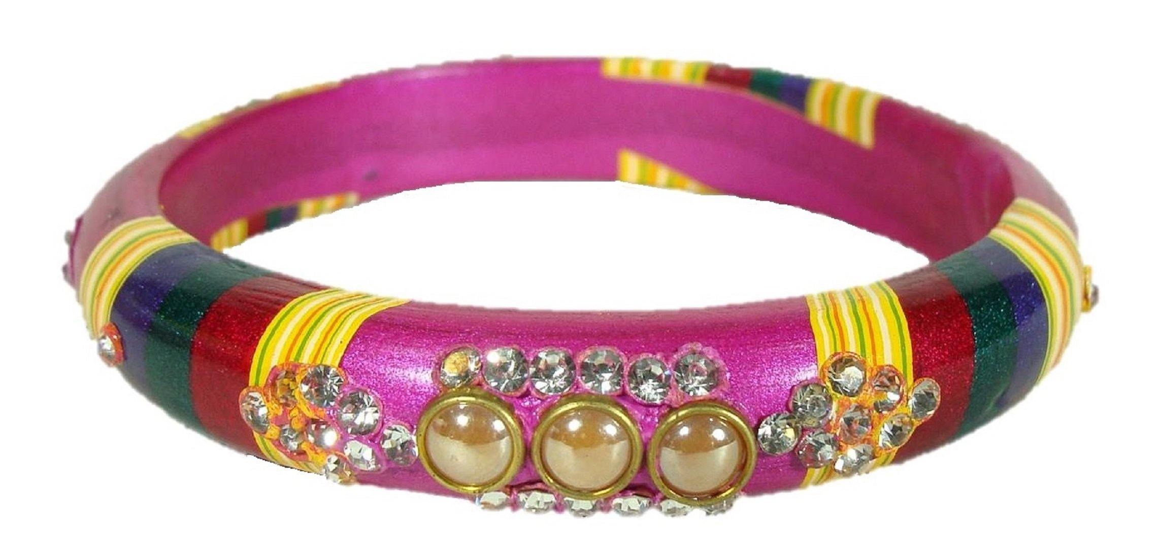 Sukriti Rajasthani Magenta Lac Bangles for Women - Set of 2