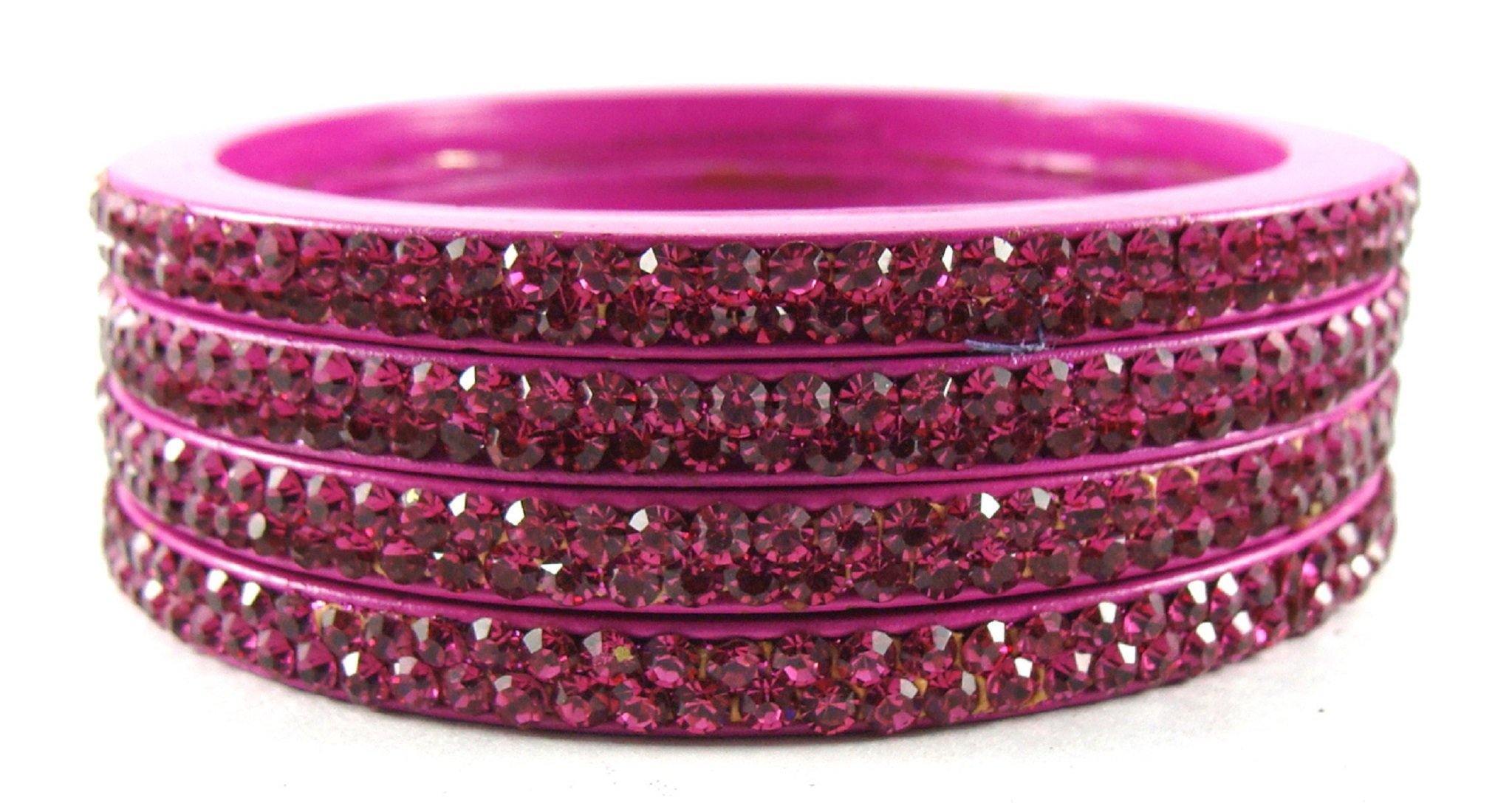 Sukriti Rajasthani Magenta Lac Bangles for Women - Set of 4