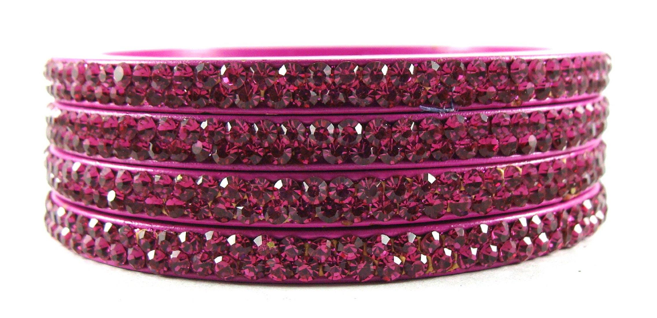 Sukriti Rajasthani Magenta Lac Bangles for Women - Set of 4