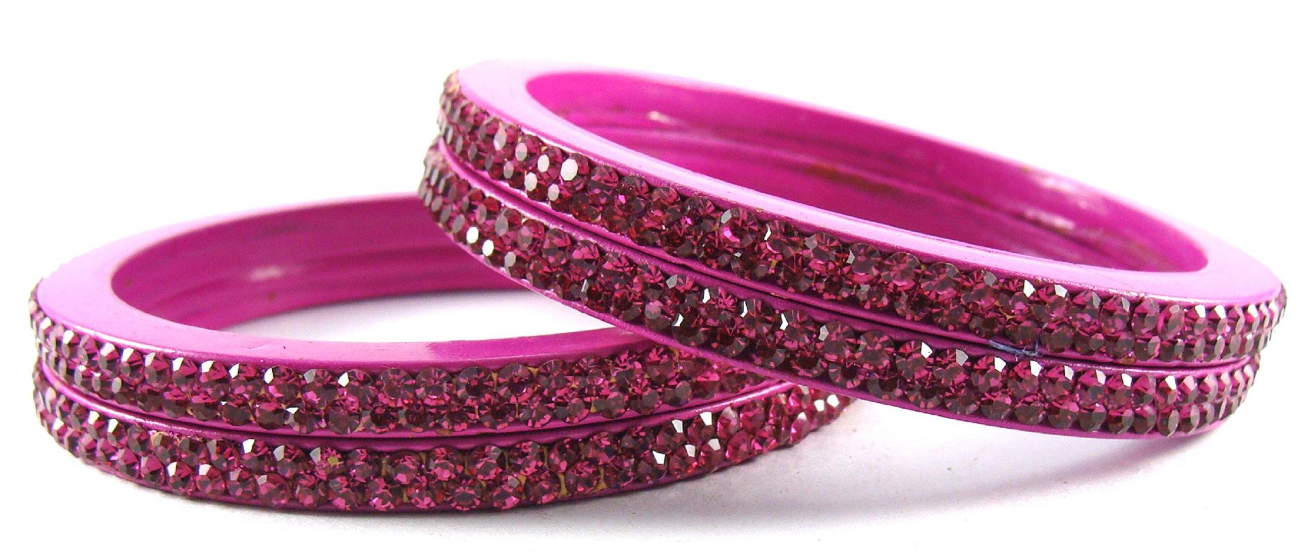 Sukriti Rajasthani Magenta Lac Bangles for Women - Set of 4
