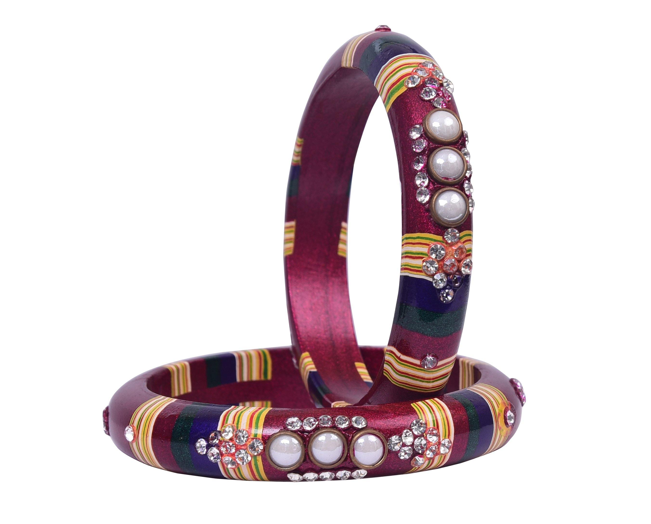 Sukriti Rajasthani Maroon Lac Bangles for Women - Set of 2
