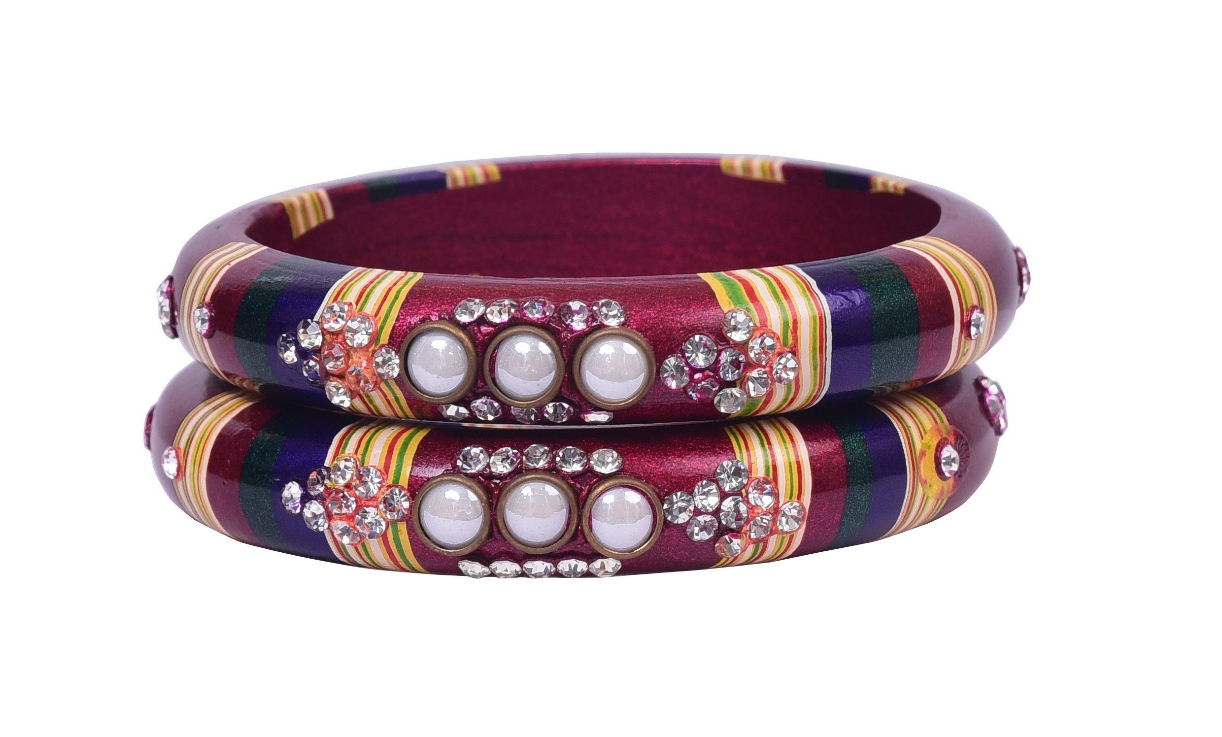 Sukriti Rajasthani Maroon Lac Bangles for Women - Set of 2