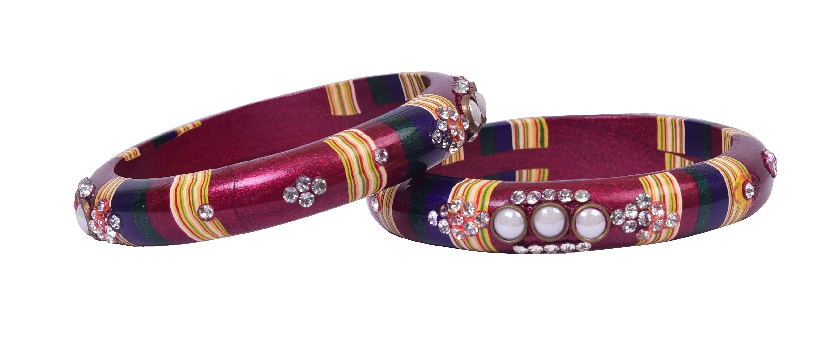 Sukriti Rajasthani Maroon Lac Bangles for Women - Set of 2