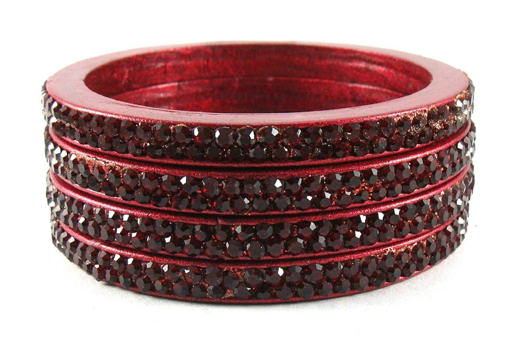 Sukriti Rajasthani Maroon Lac Bangles for Women - Set of 4