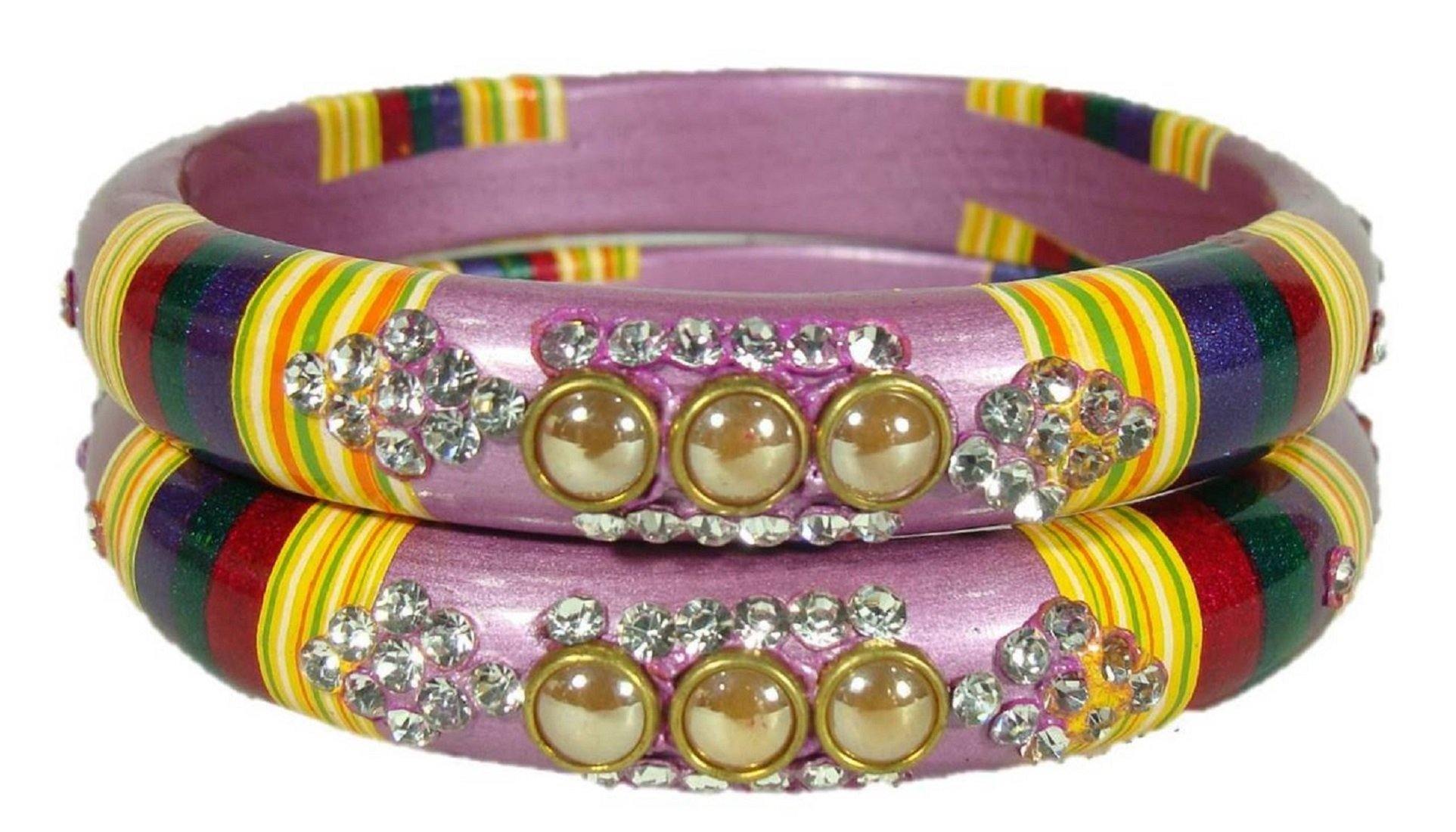 Sukriti Rajasthani Mauve Lac Bangles for Women - Set of 2