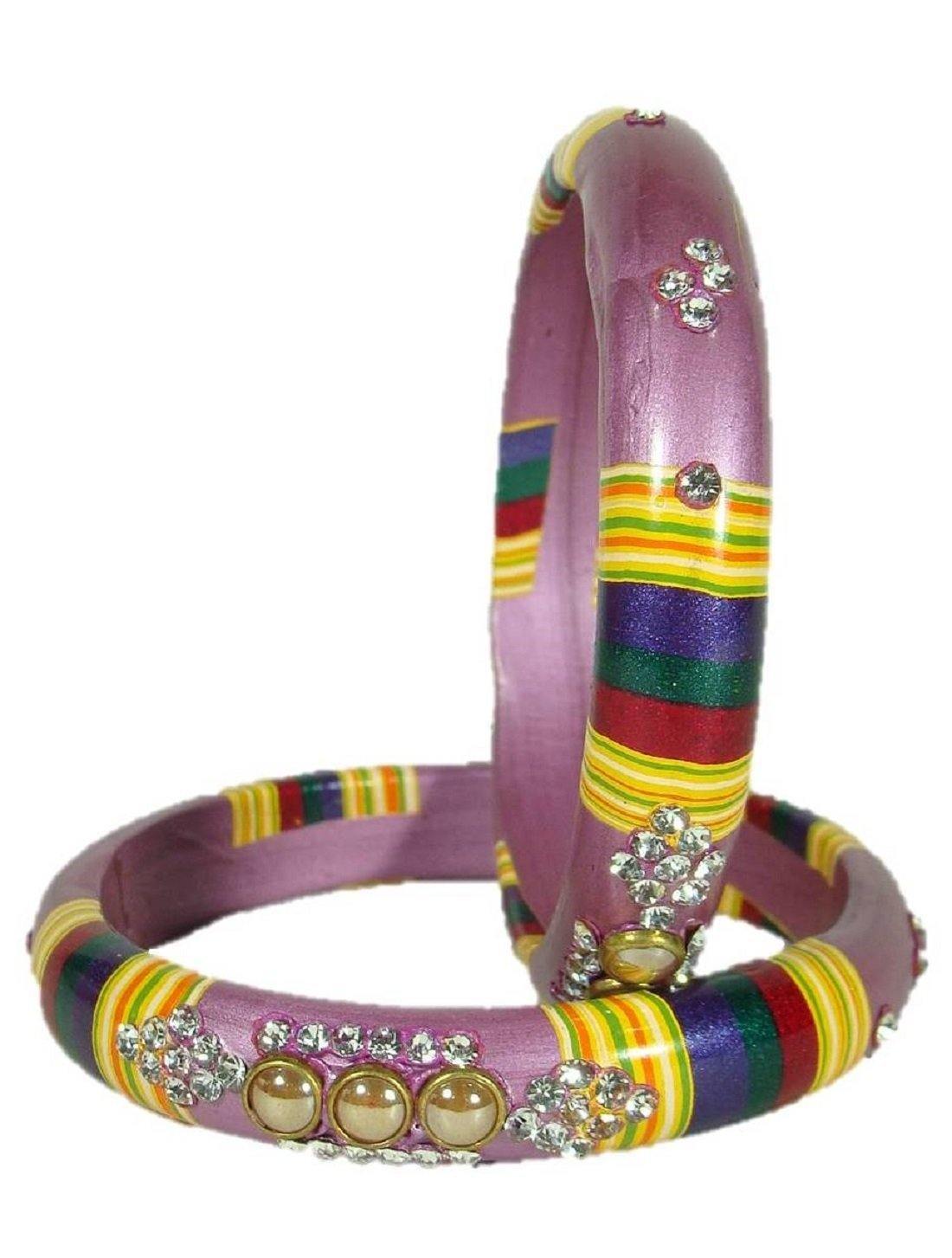 Sukriti Rajasthani Mauve Lac Bangles for Women - Set of 2