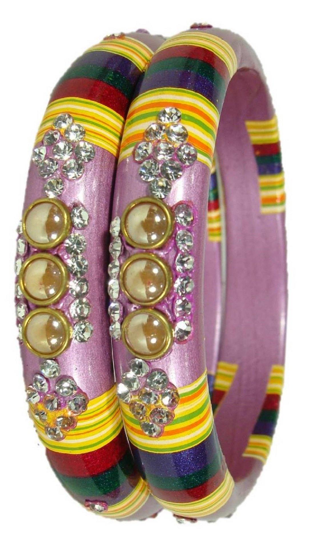 Sukriti Rajasthani Mauve Lac Bangles for Women - Set of 2