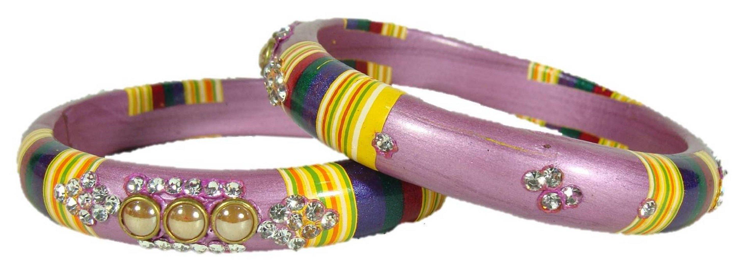 Sukriti Rajasthani Mauve Lac Bangles for Women - Set of 2