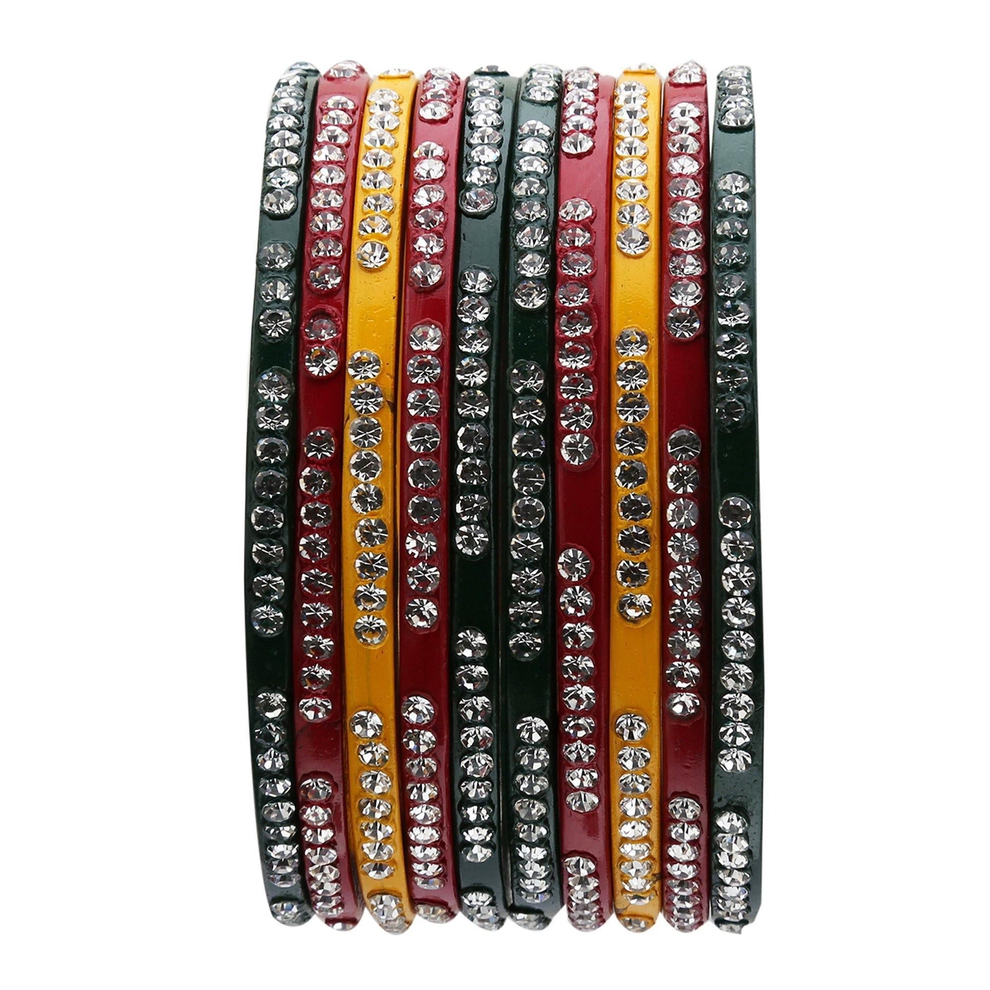 Sukriti Rajasthani Multi Color Lac Bangles for Women - Set of 10