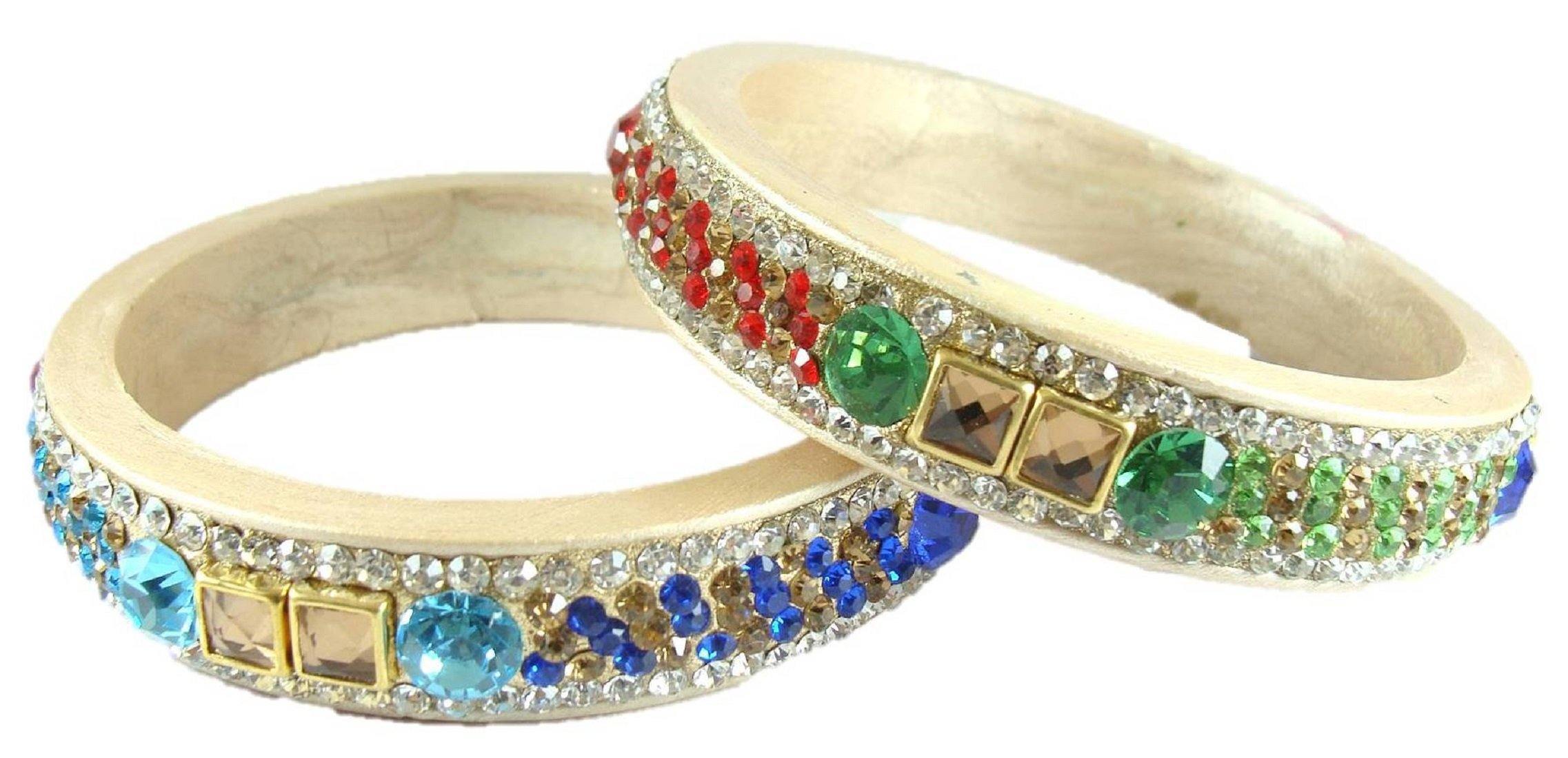 Sukriti Rajasthani Multicolor Kundan Lac Bangle - Set of 2