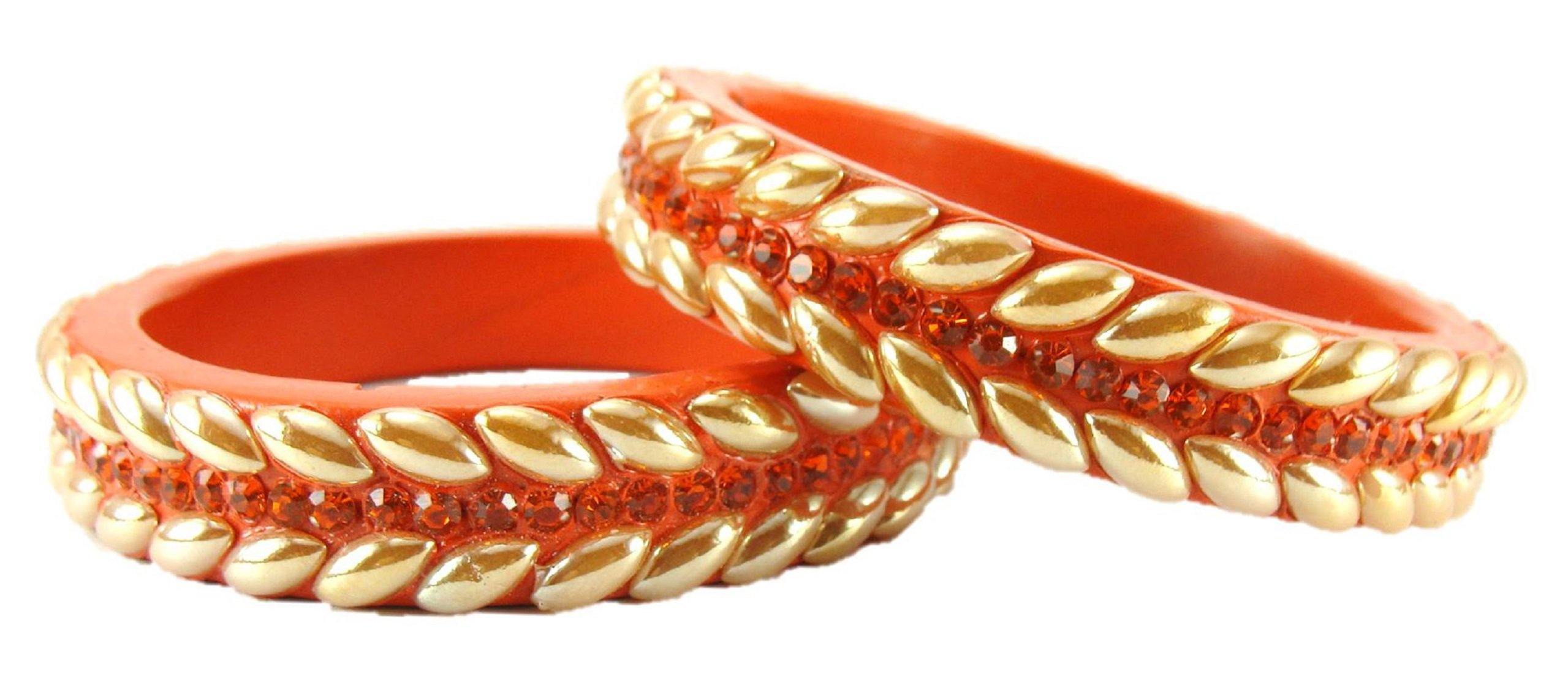 Sukriti Rajasthani Orange Lac Bangles for Women - Set of 2