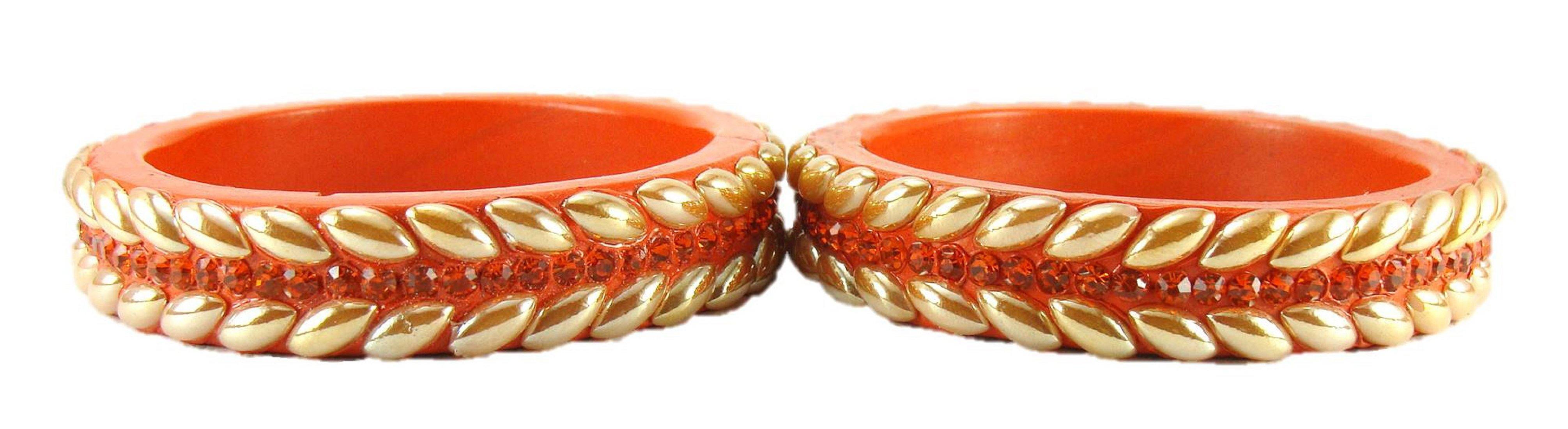 Sukriti Rajasthani Orange Lac Bangles for Women - Set of 2
