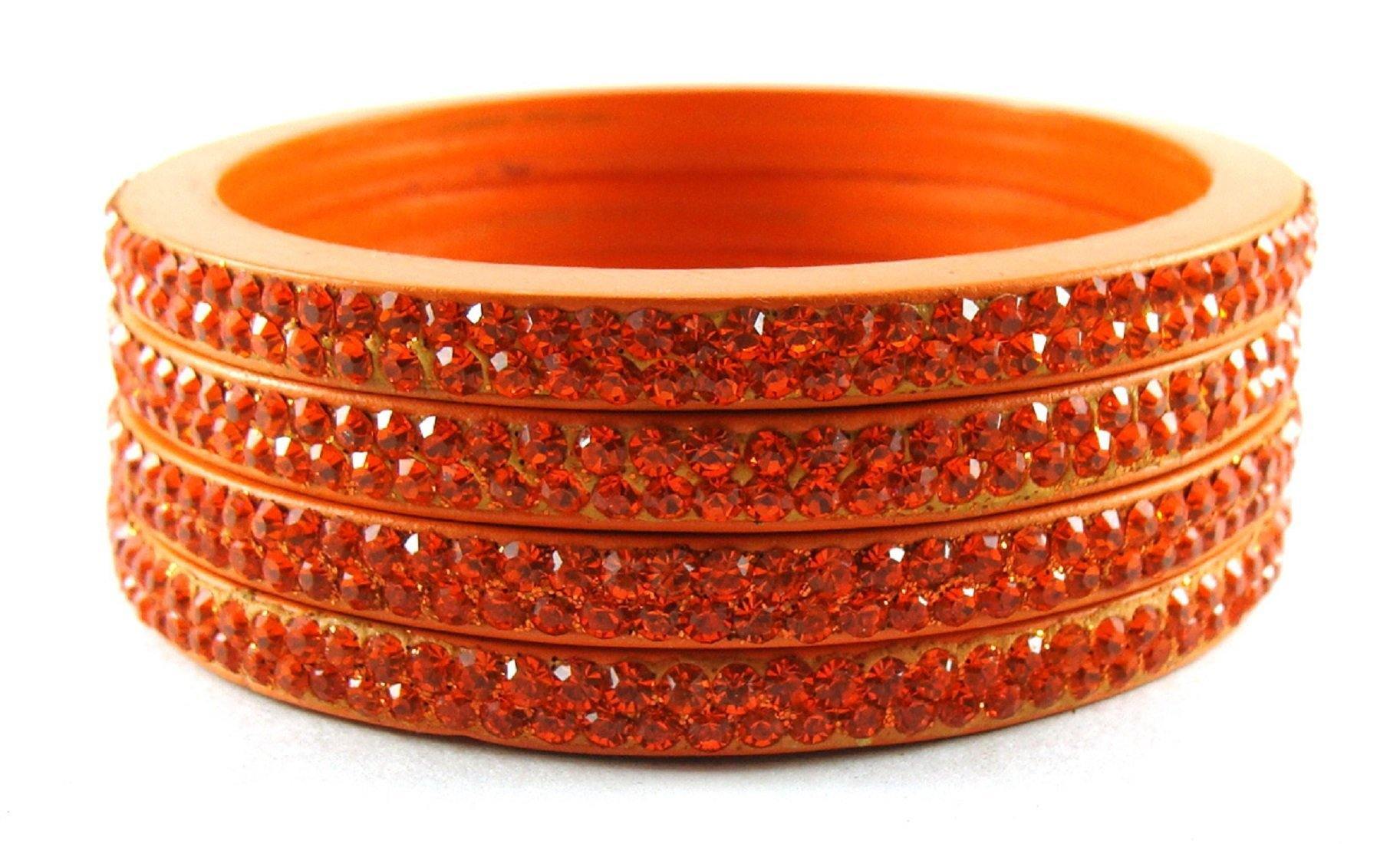 Sukriti Rajasthani Orange Lac Bangles for Women - Set of 4
