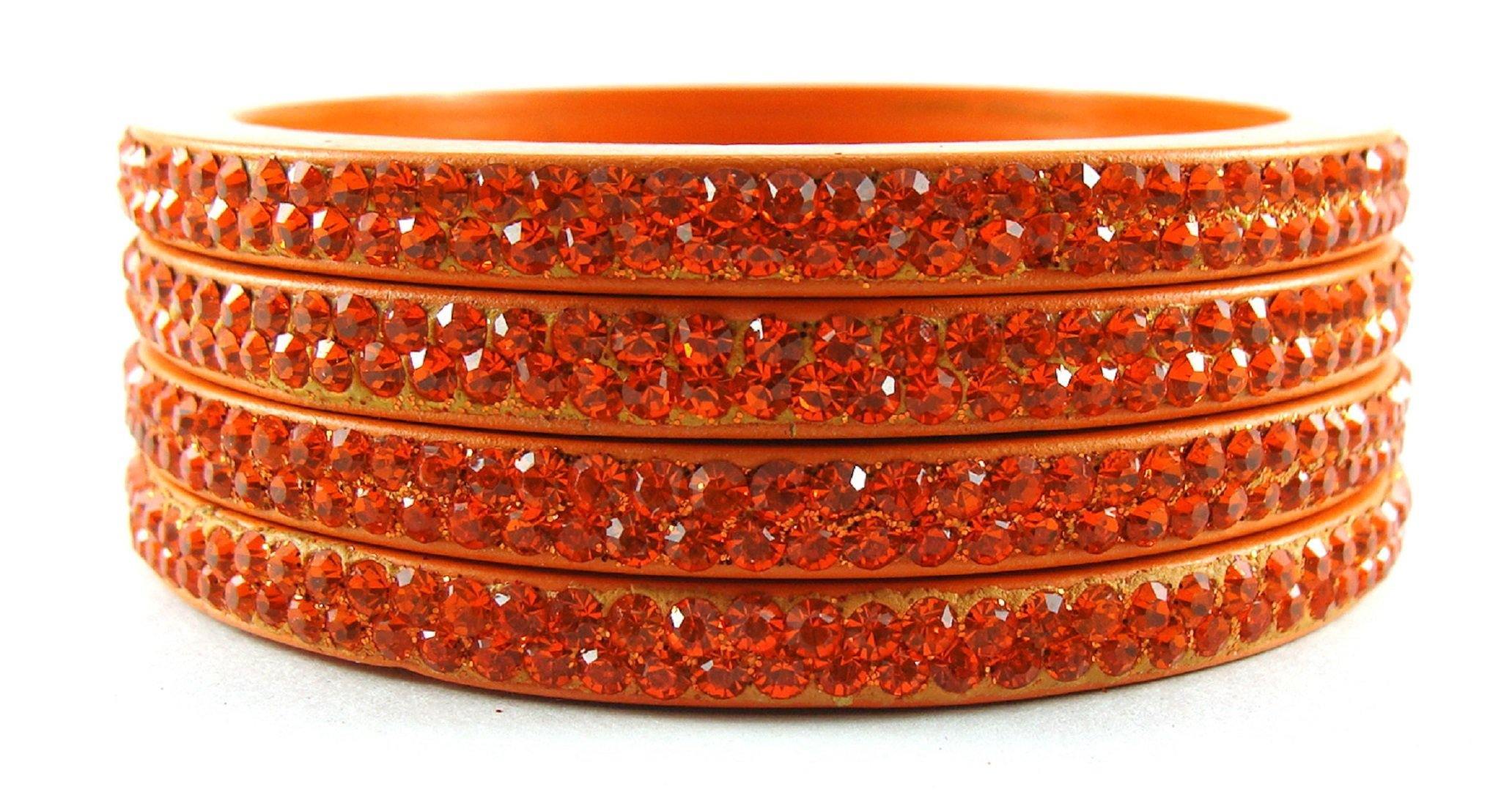 Sukriti Rajasthani Orange Lac Bangles for Women - Set of 4