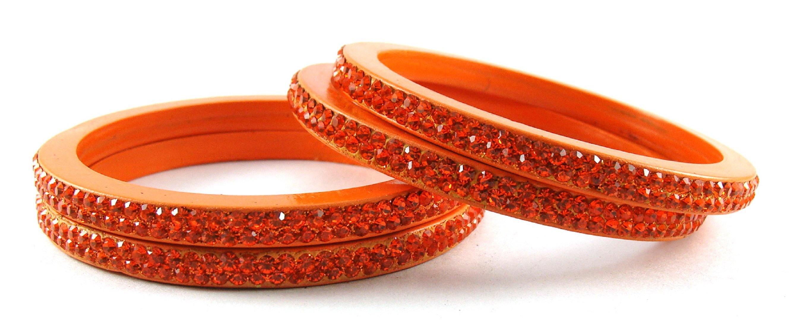 Sukriti Rajasthani Orange Lac Bangles for Women - Set of 4