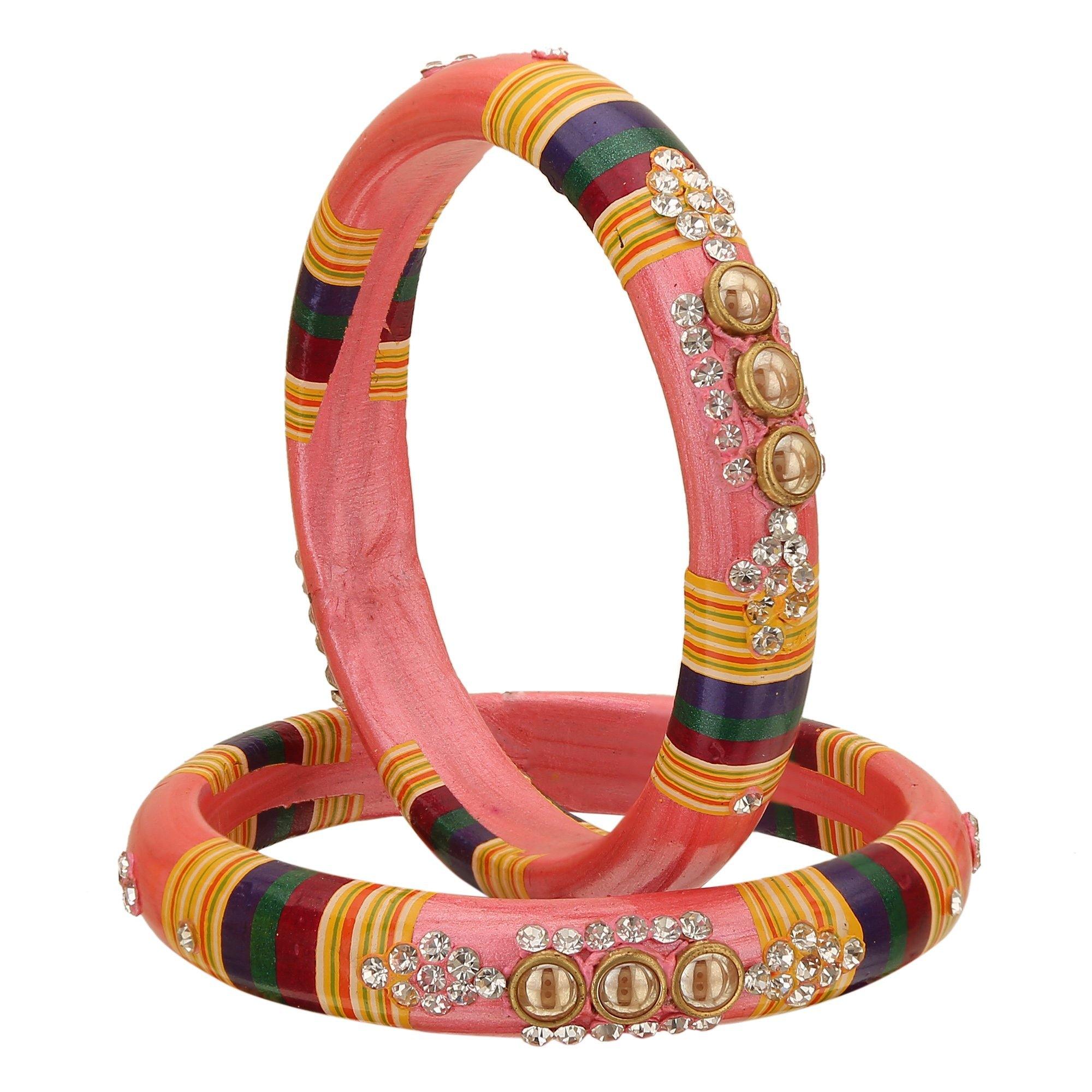 Sukriti Rajasthani Pink Lac Bangles for Women - Set of 2