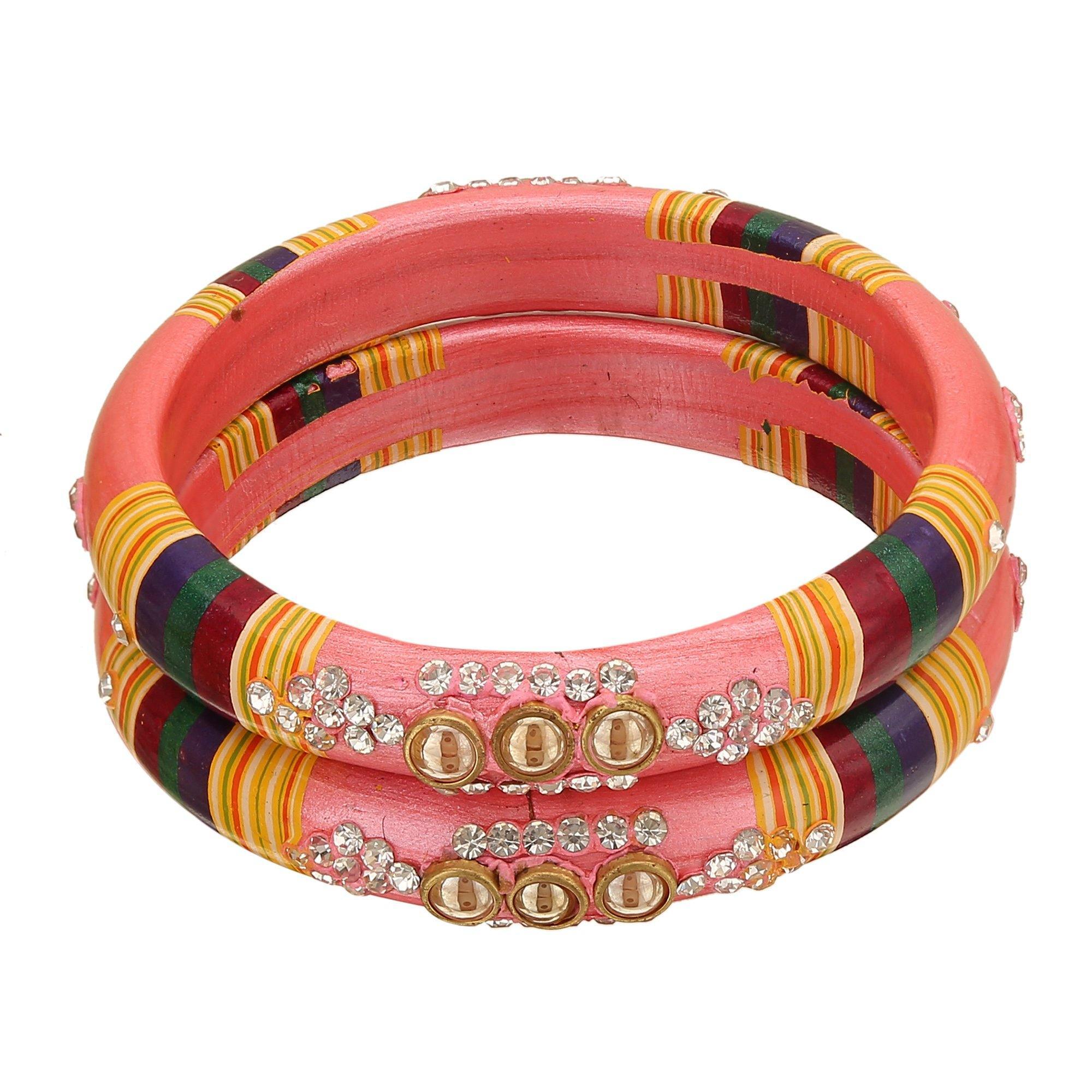 Sukriti Rajasthani Pink Lac Bangles for Women - Set of 2