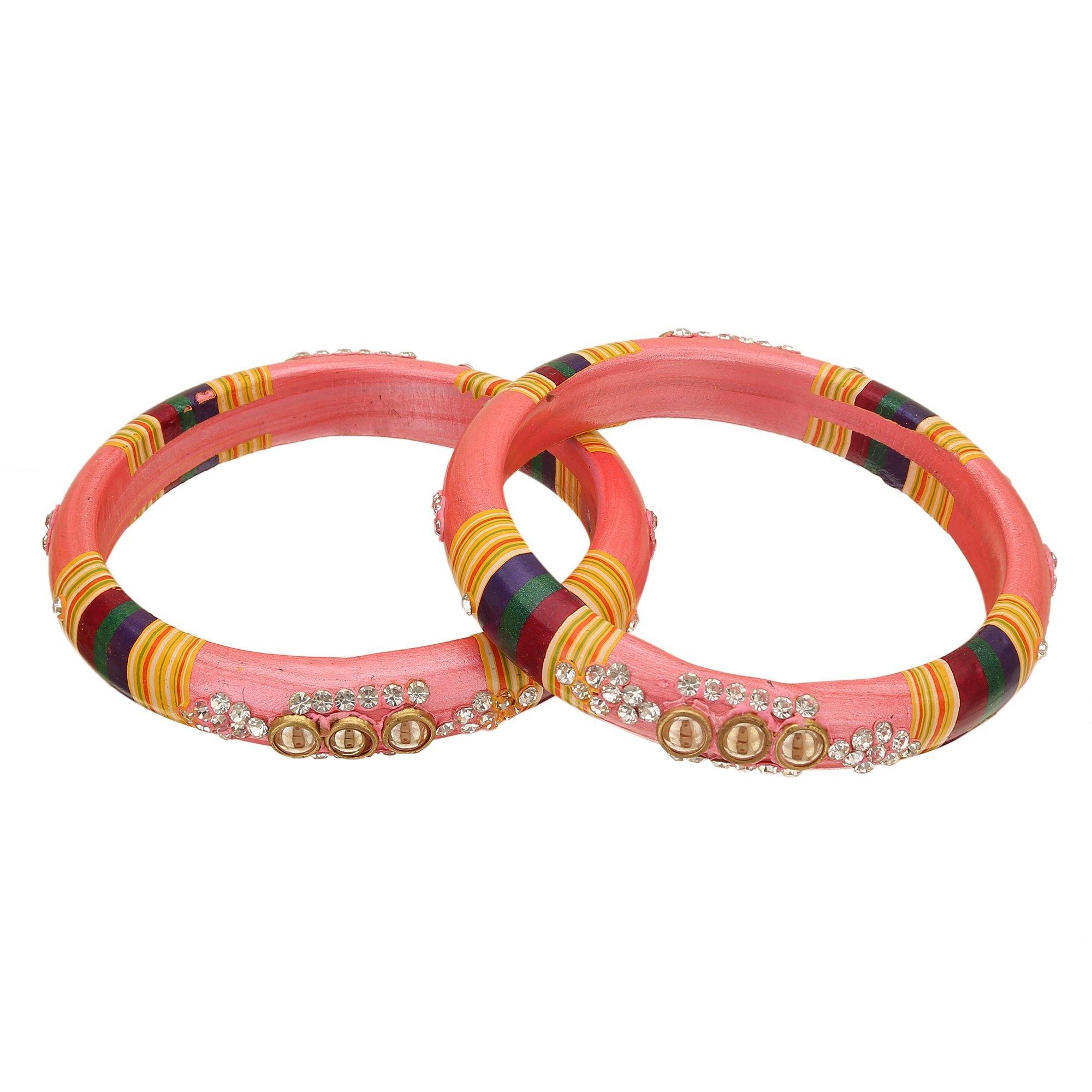 Sukriti Rajasthani Pink Lac Bangles for Women - Set of 2