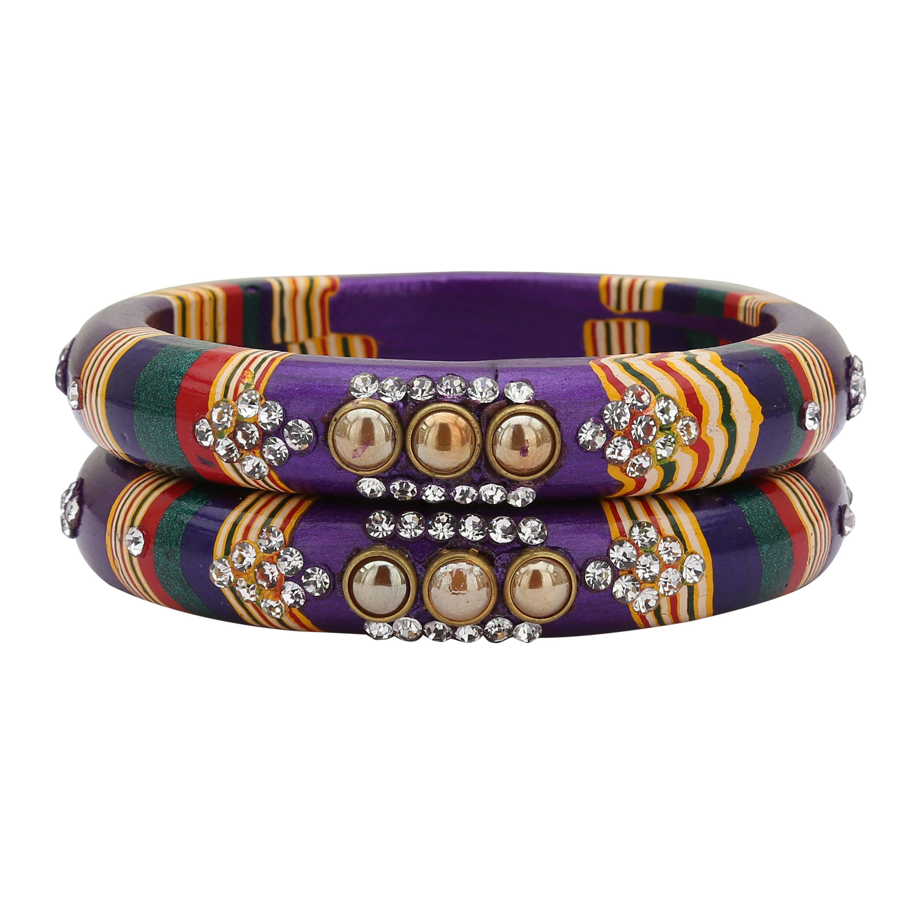 Sukriti Rajasthani Purple Lac Bangles for Women - Set of 2