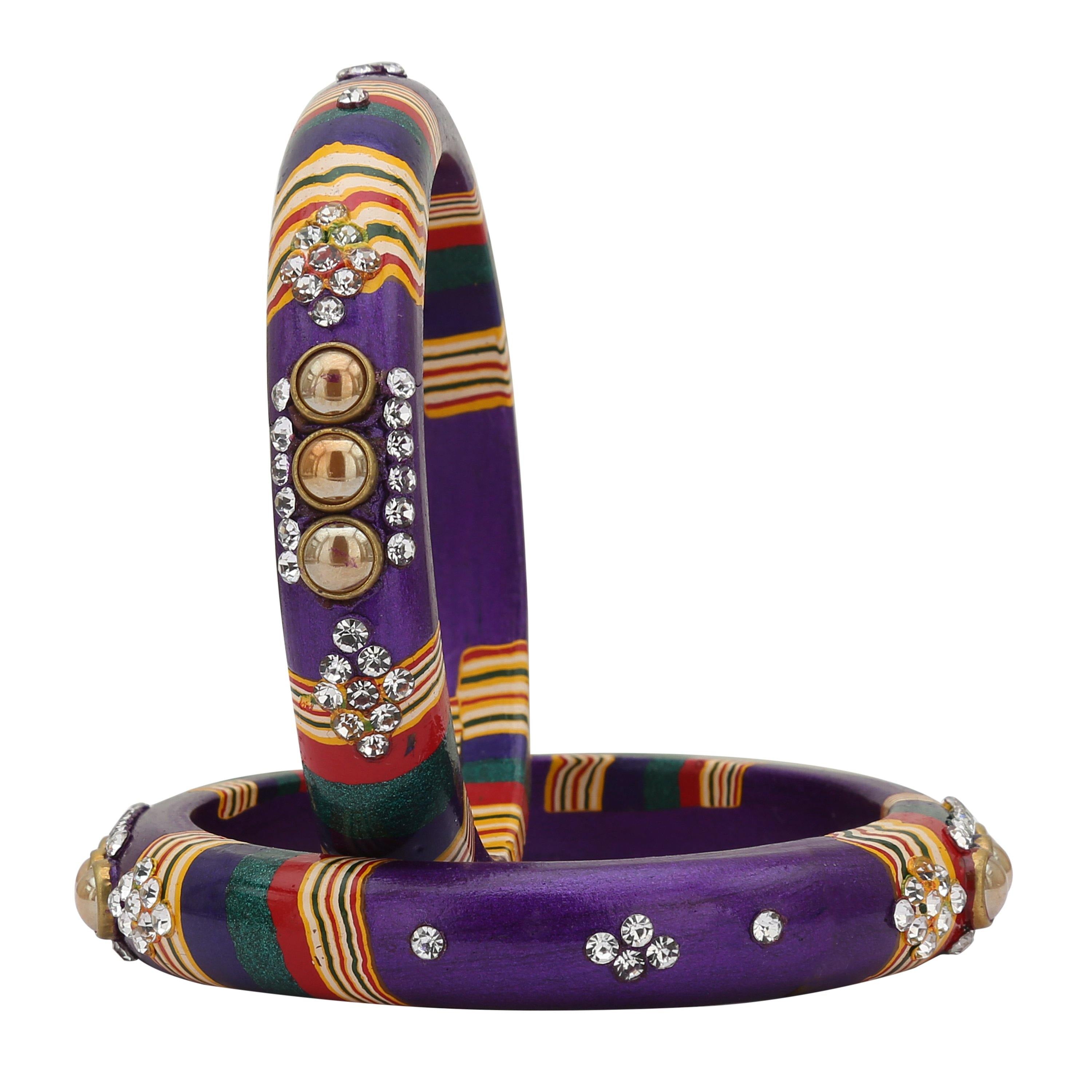 Sukriti Rajasthani Purple Lac Bangles for Women - Set of 2