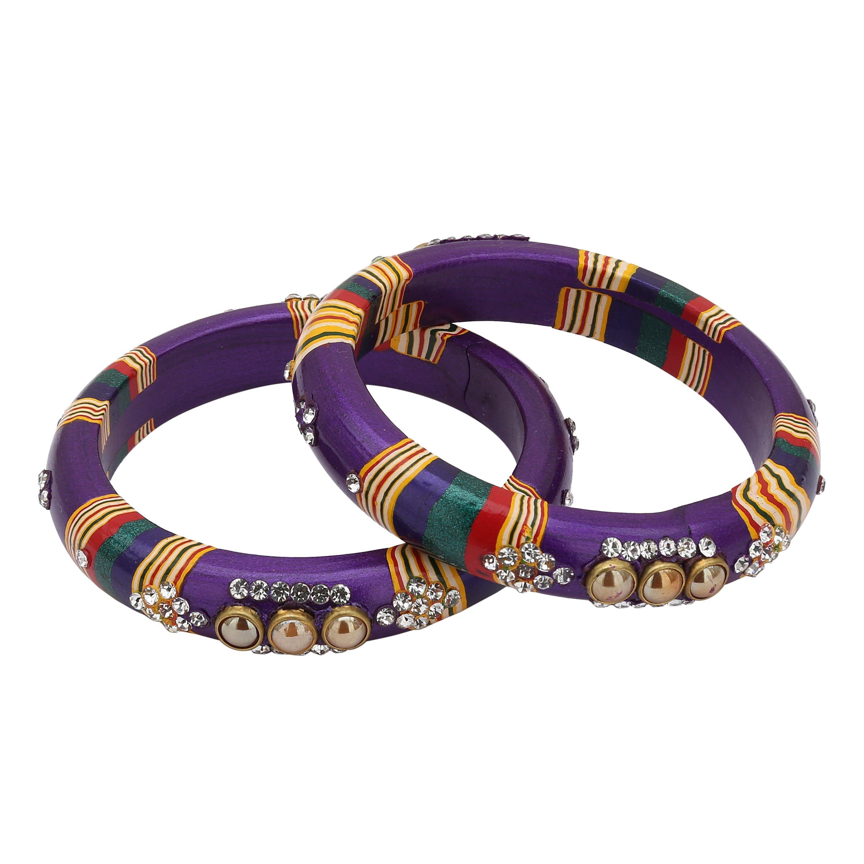 Sukriti Rajasthani Purple Lac Bangles for Women - Set of 2