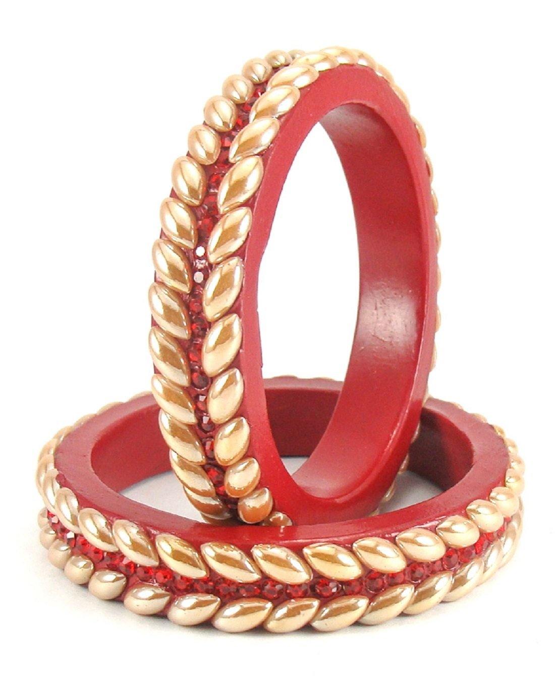 Sukriti Rajasthani Red Lac Bangles for Women - Set of 2