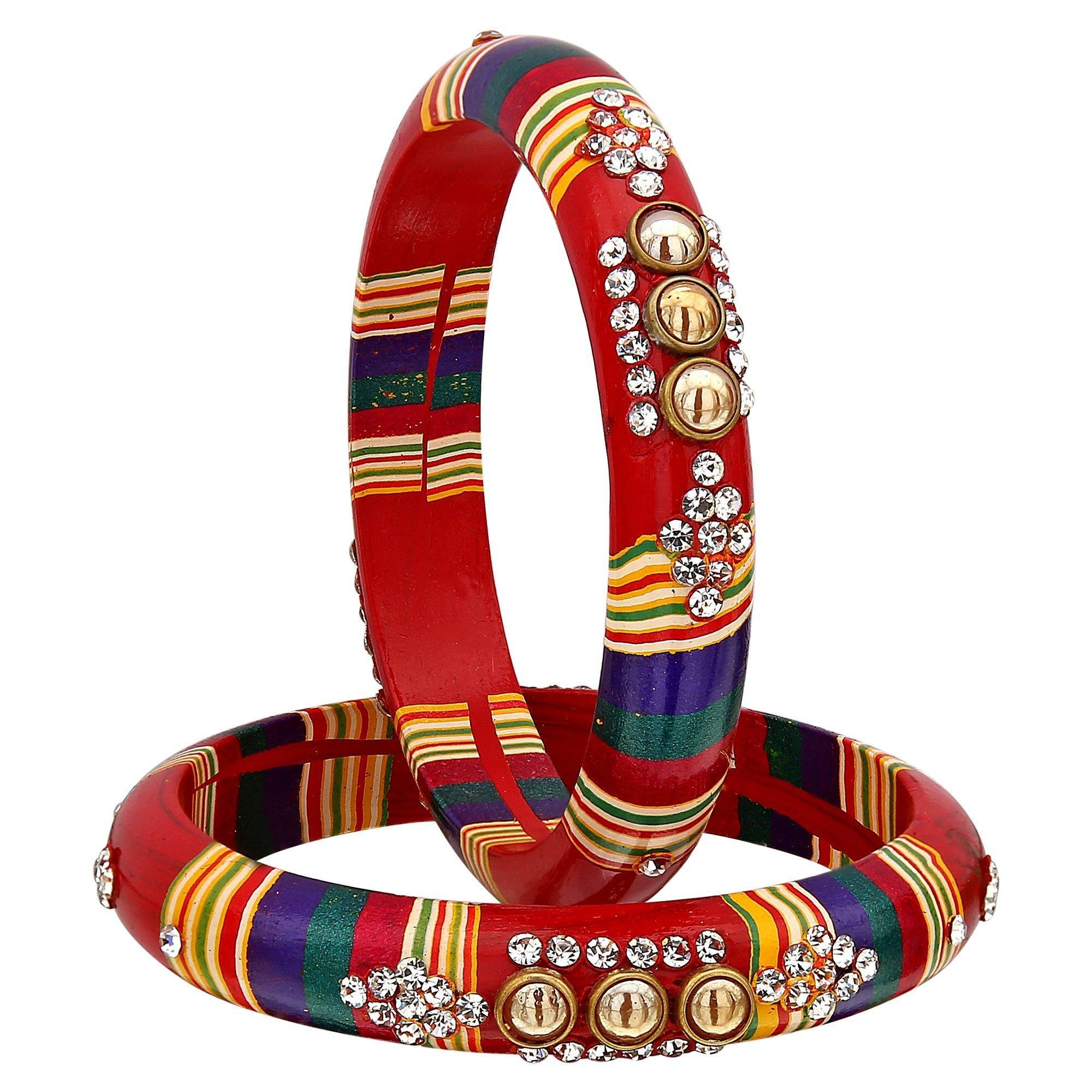 Sukriti Rajasthani Red Lac Bangles for Women - Set of 2