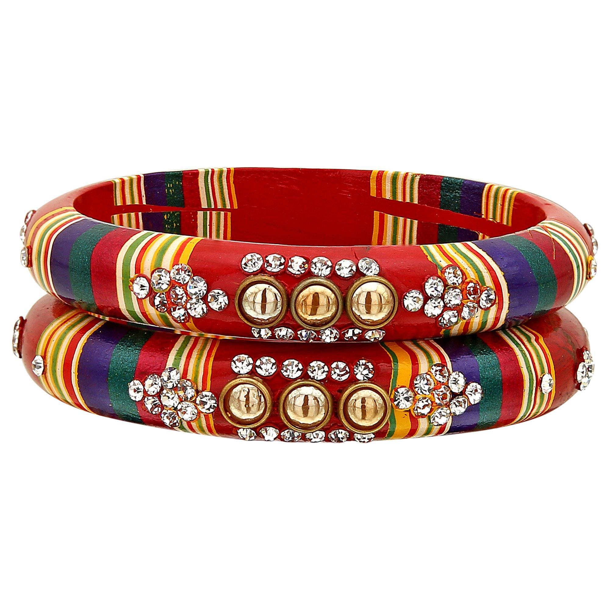 Sukriti Rajasthani Red Lac Bangles for Women - Set of 2