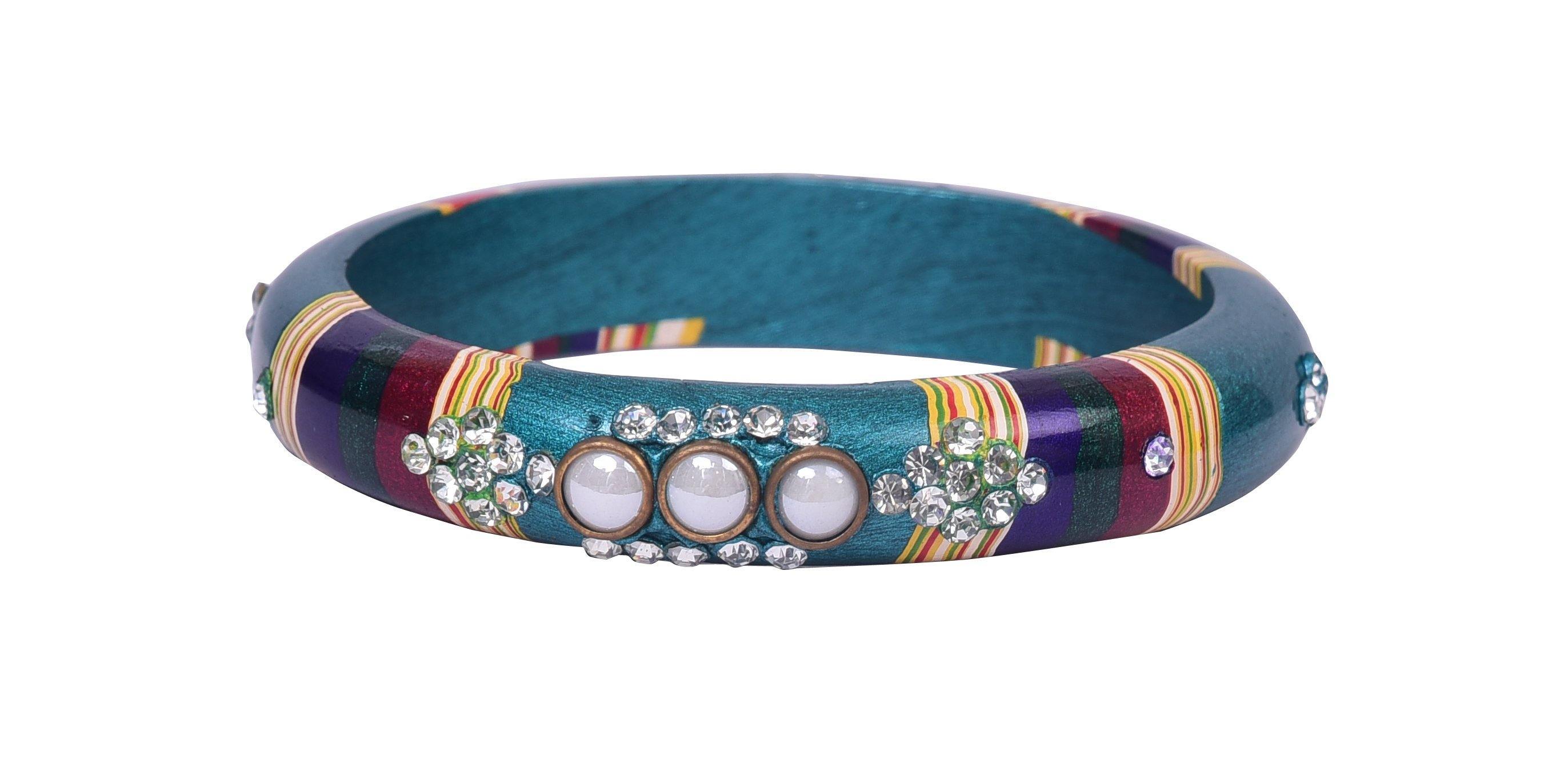 Sukriti Rajasthani Seagreen Lac Bangles for Women - Set of 2