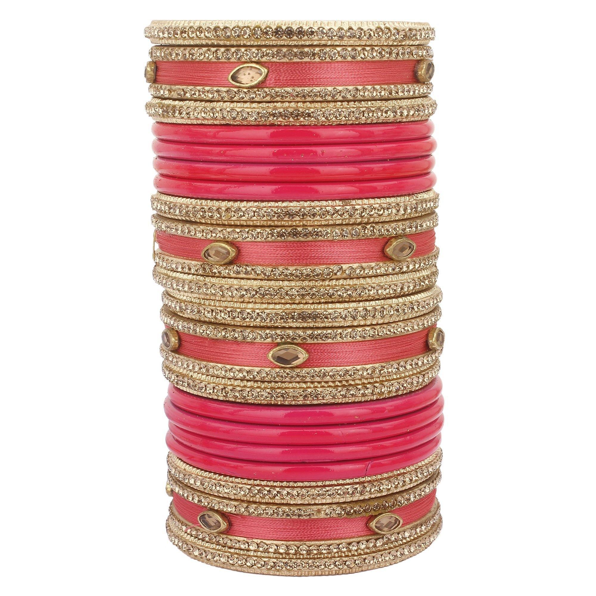 Sukriti Rajasthani Silk Thread Lac Chuda BabyPink Bangles Bridal Jewelry for Women - Set of 20