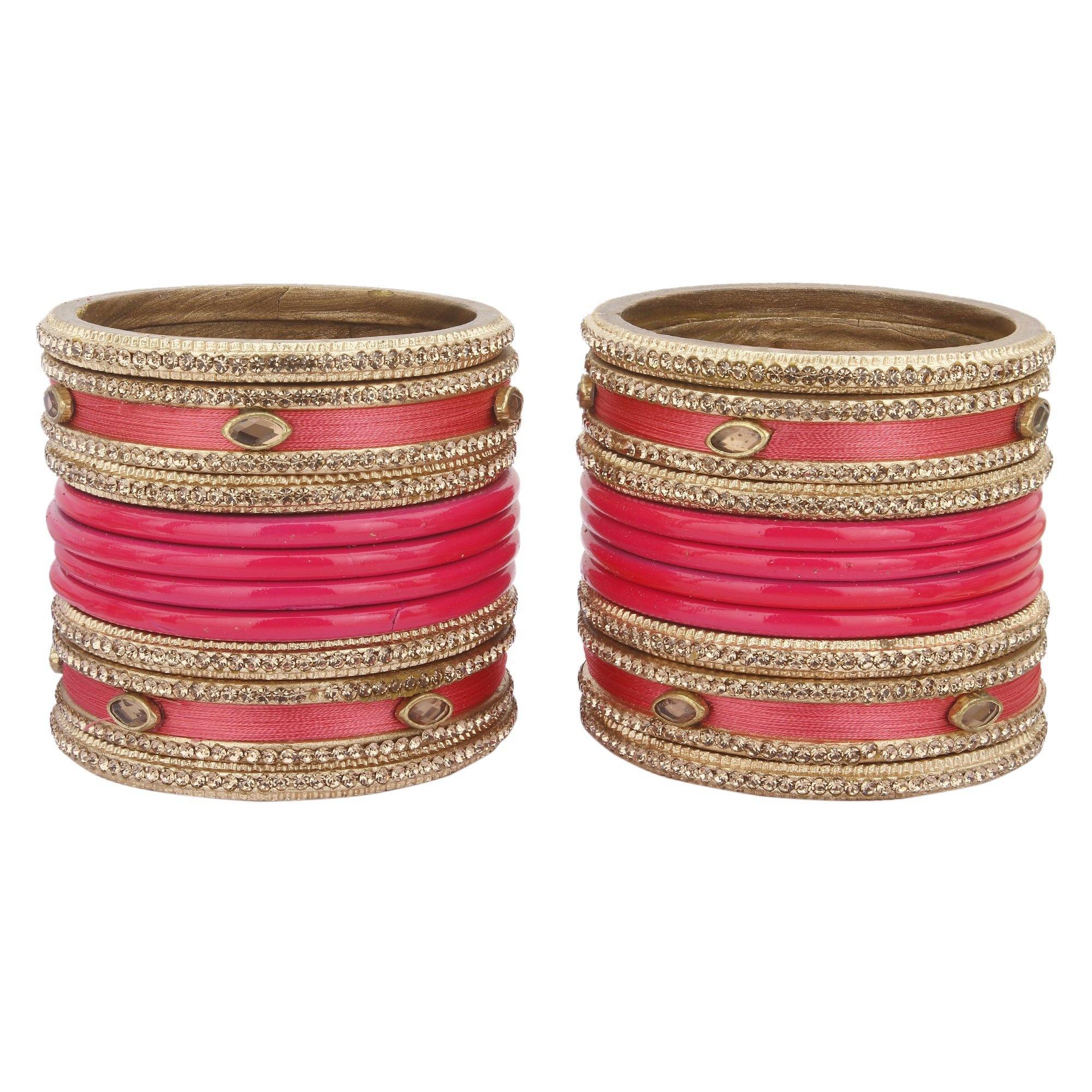Sukriti Rajasthani Silk Thread Lac Chuda BabyPink Bangles Bridal Jewelry for Women - Set of 20
